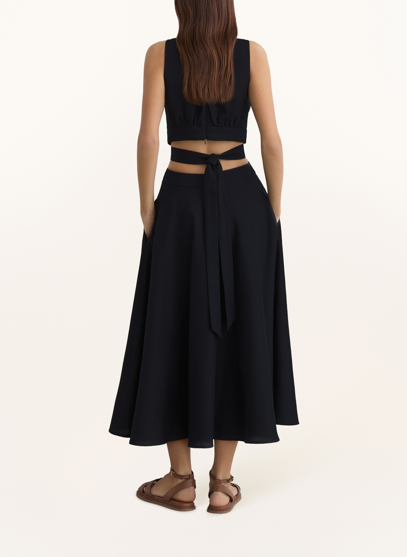 REISS Kleid HAZEL mit Leinen: DUNKELBLAU