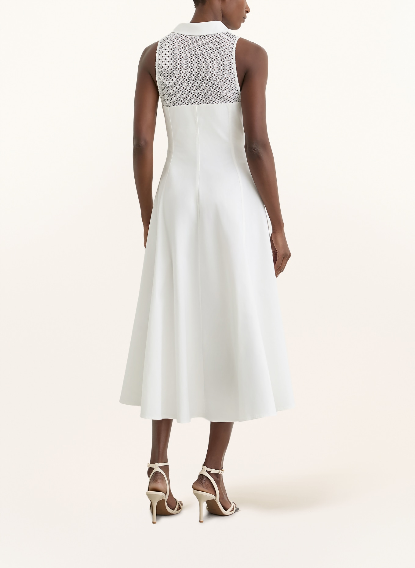 REISS HERA Dress with Openwork Lace: WHITE