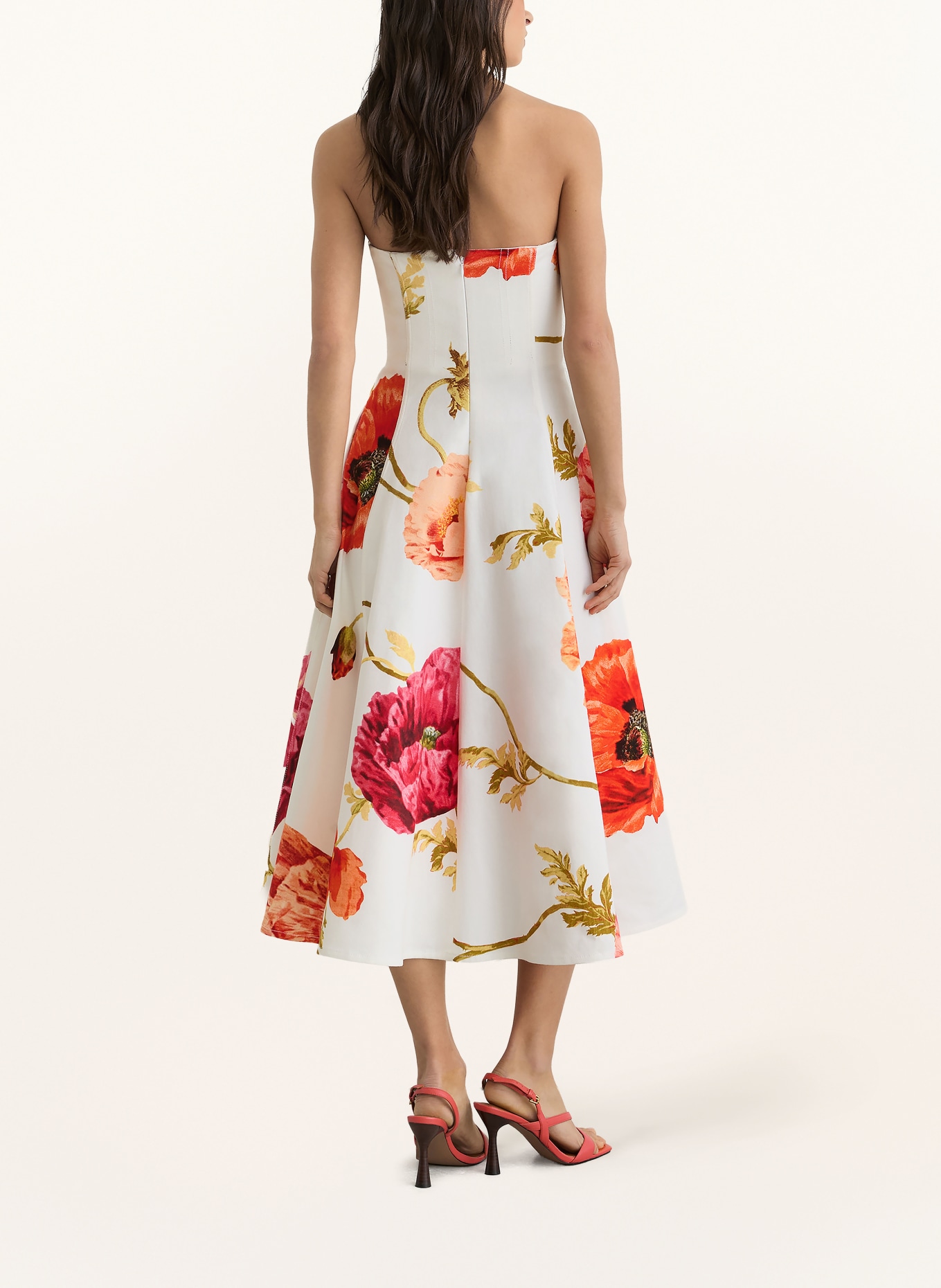 REISS Off-Shoulder-Kleid PENELOPE: WEISS / ROT / GRÜN