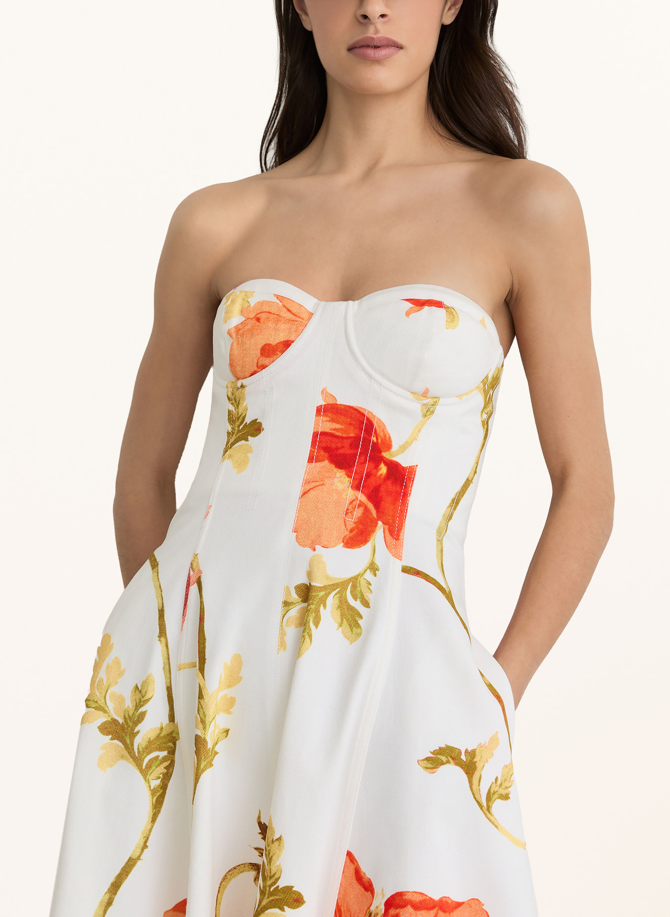 REISS Off-Shoulder-Kleid PENELOPE: WEISS / ROT / GRÜN