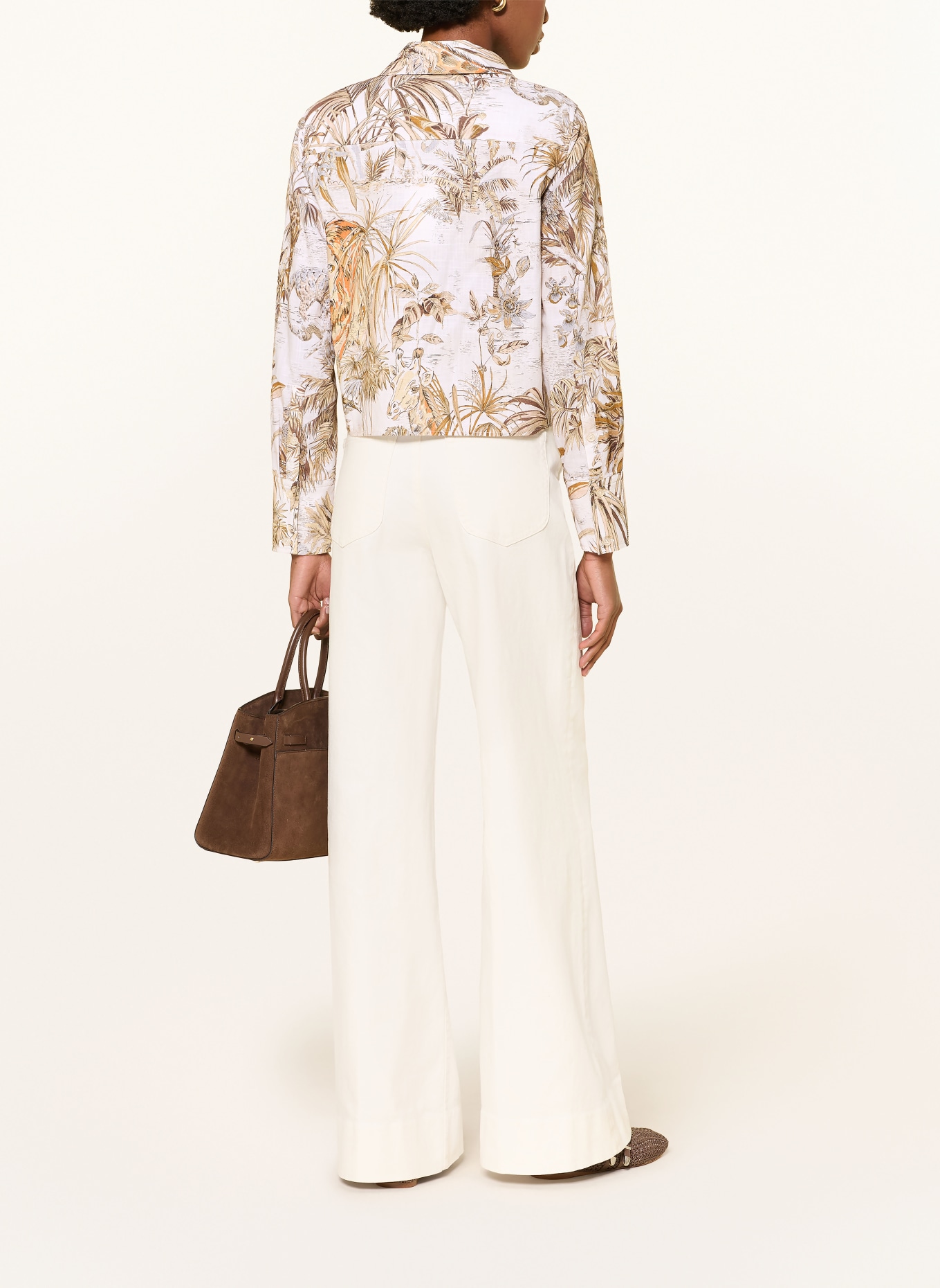 REISS CECE Shirt Blouse: ECRU / BROWN / ORANGE
