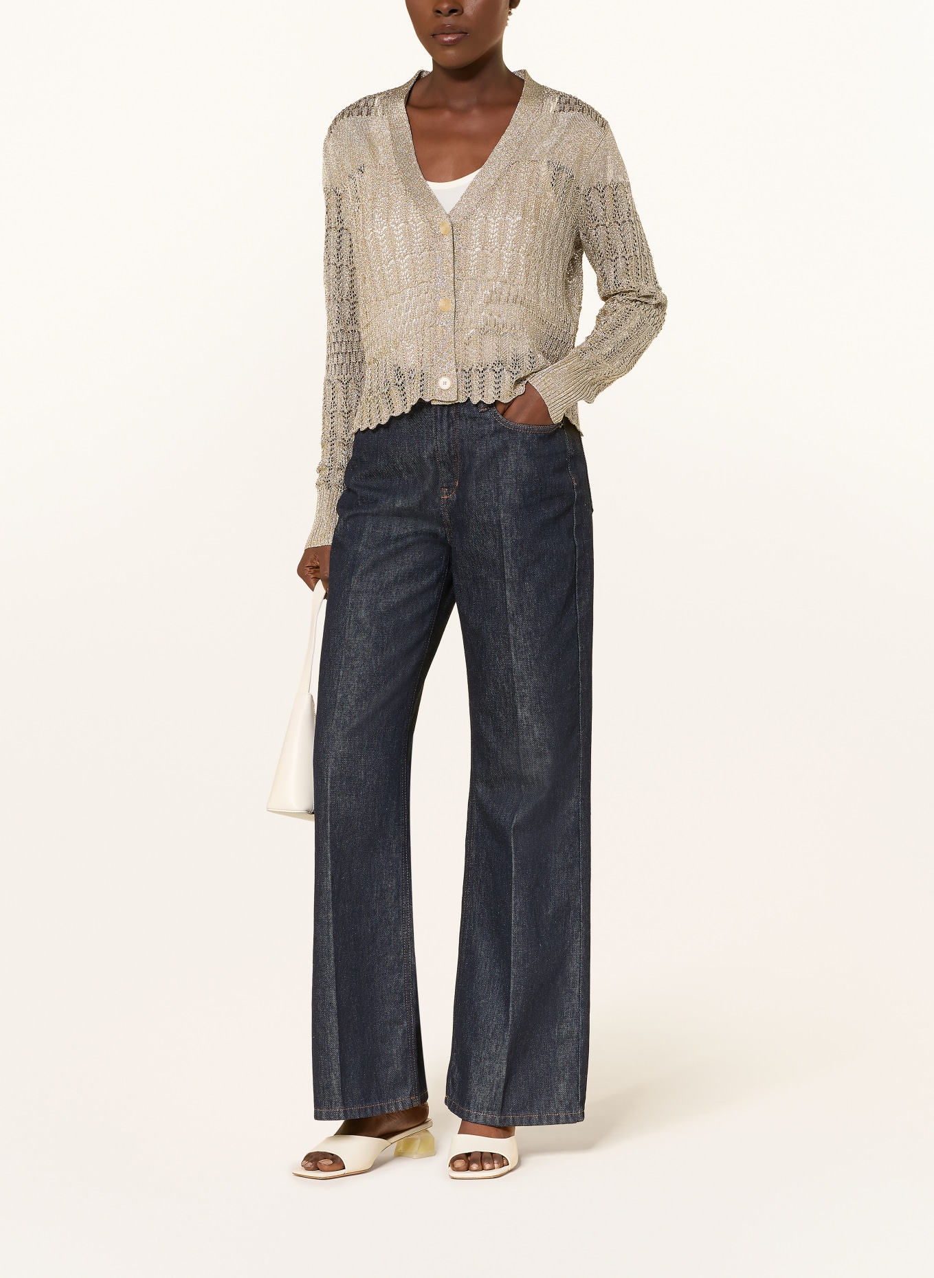 REISS Cardigan SUZANNE avec fil pailleté: OR