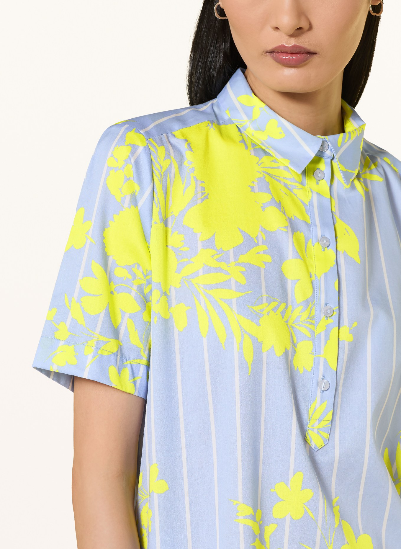MILANO ITALY Shirt dress: LIGHT BLUE / NEON GREEN / WHITE