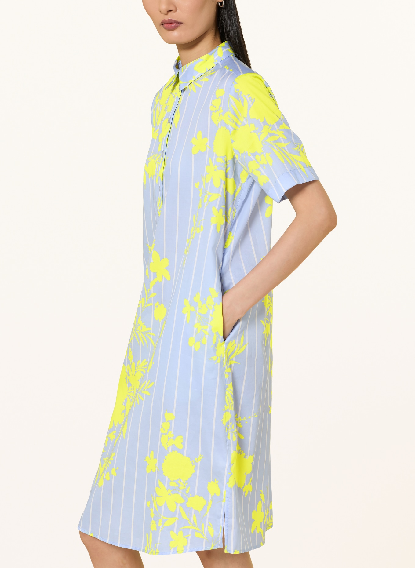 MILANO ITALY Shirt dress: LIGHT BLUE / NEON GREEN / WHITE