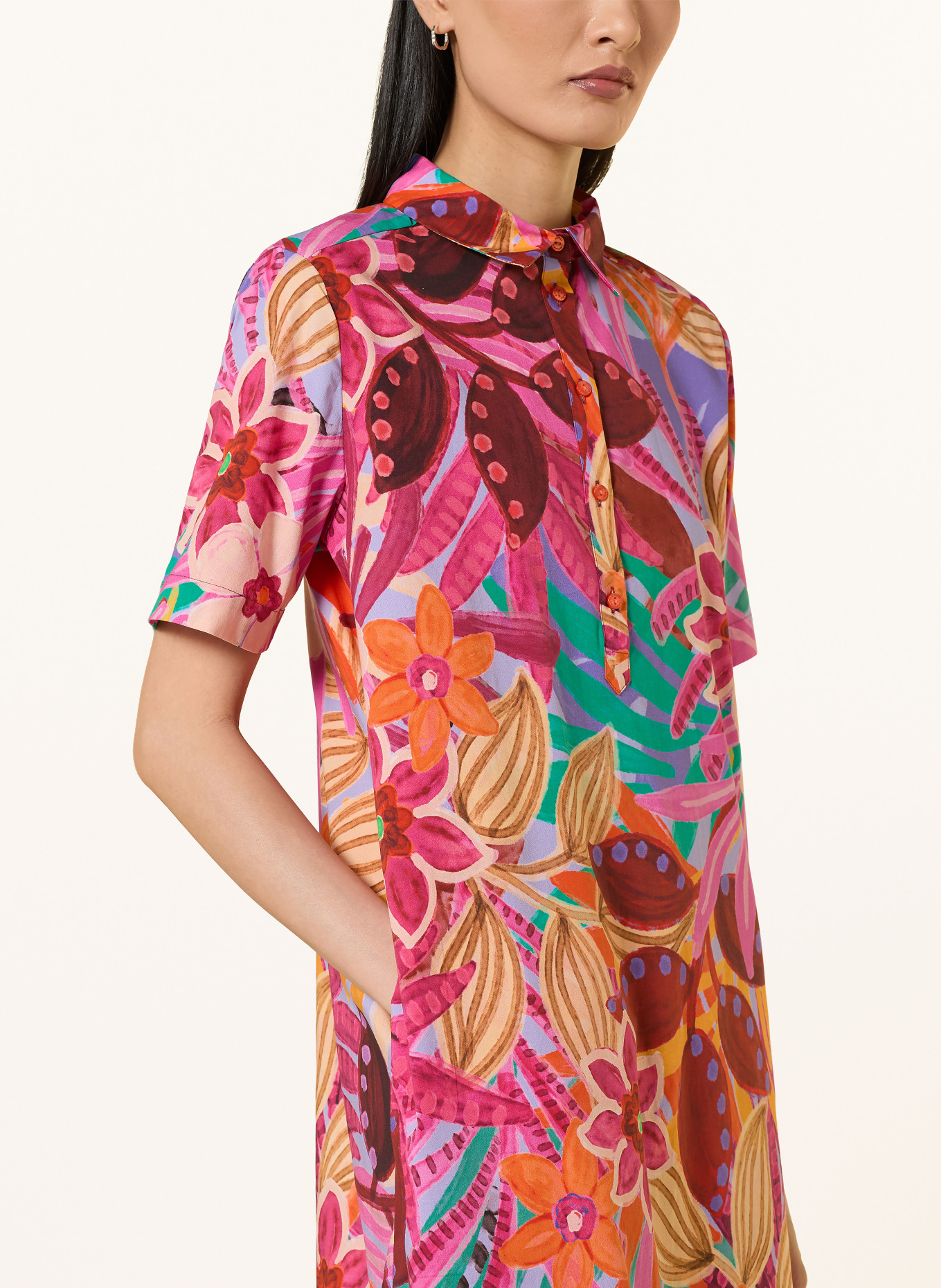 MILANO ITALY Shirt dress: ORANGE / PINK / GREEN