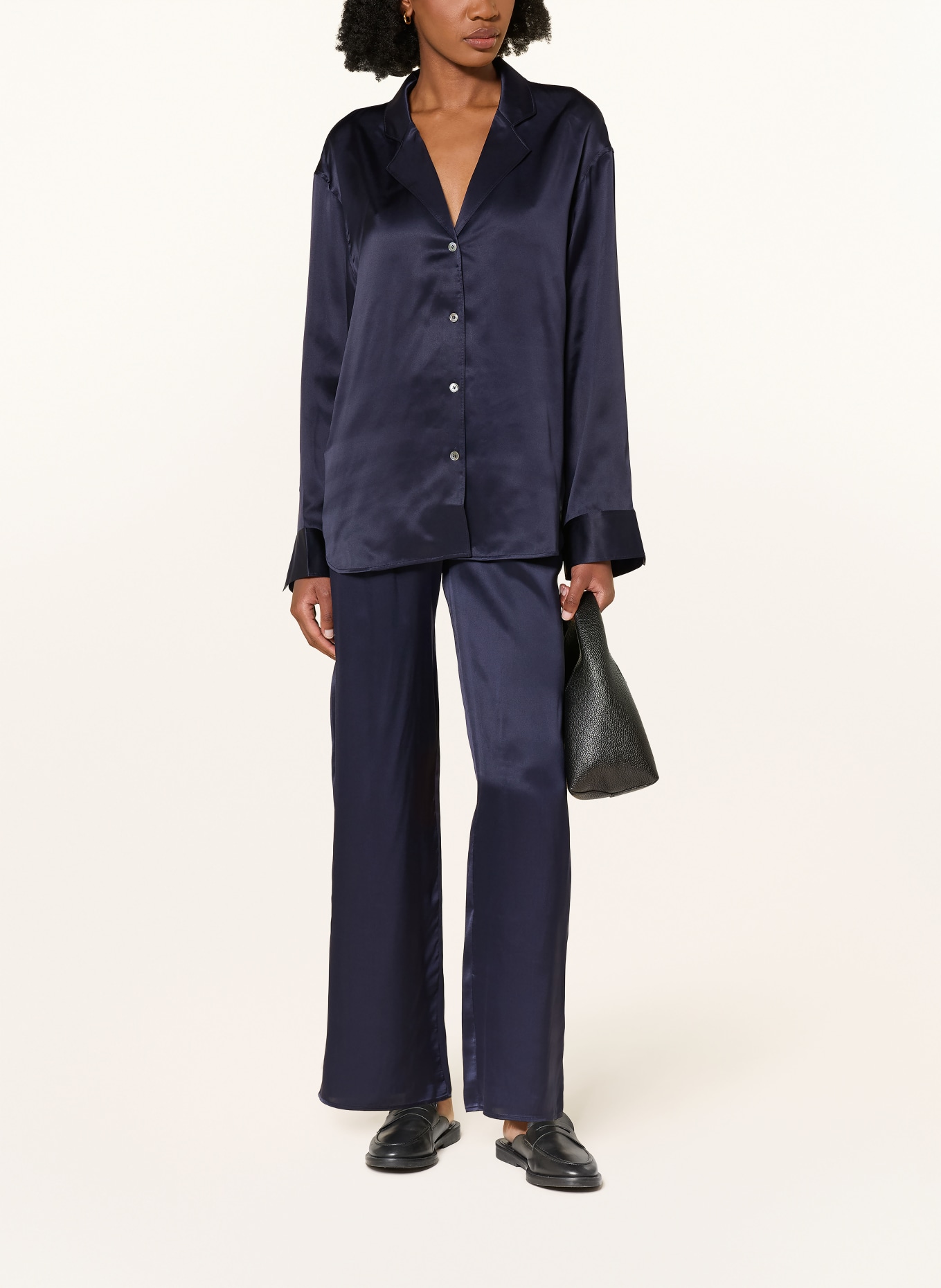 ARKET Silk blouse: DARK BLUE