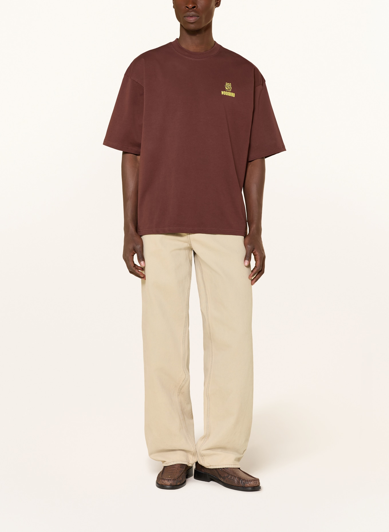 WOODBIRD T-shirt WBBEAM: BROWN / DARK YELLOW