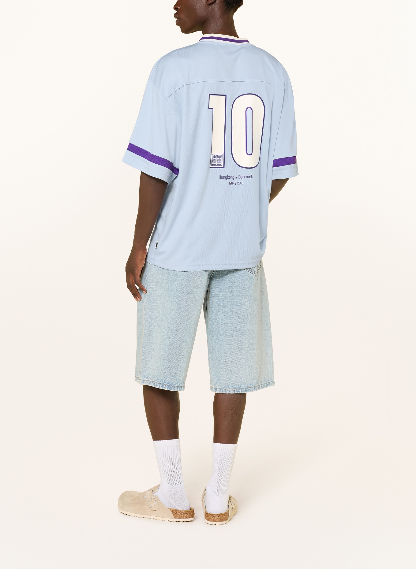 WOODBIRD T-Shirt WBBEAM: HELLBLAU / LILA / WEISS
