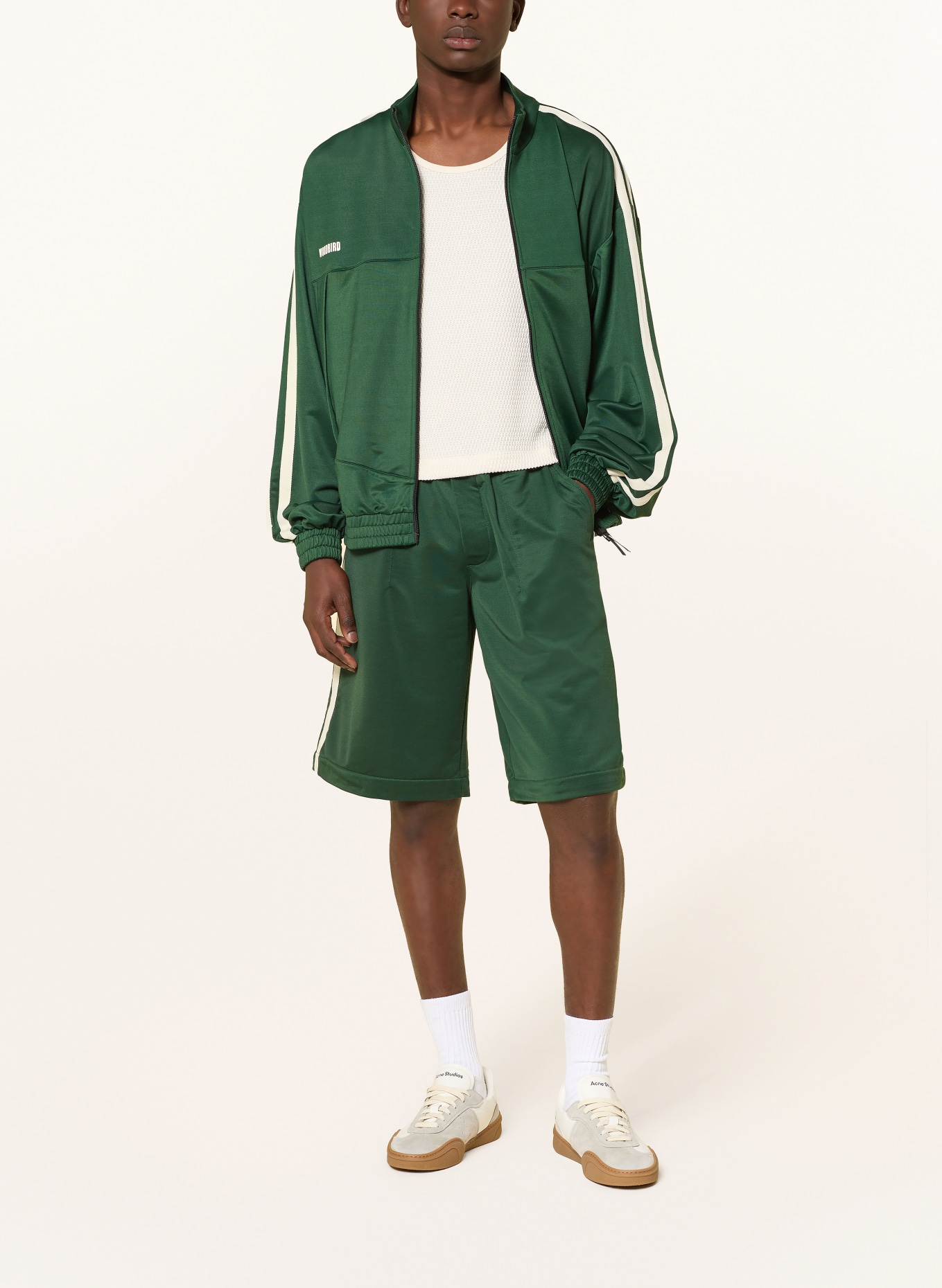 WOODBIRD Shorts WBCHANG: DARK GREEN / CREAM