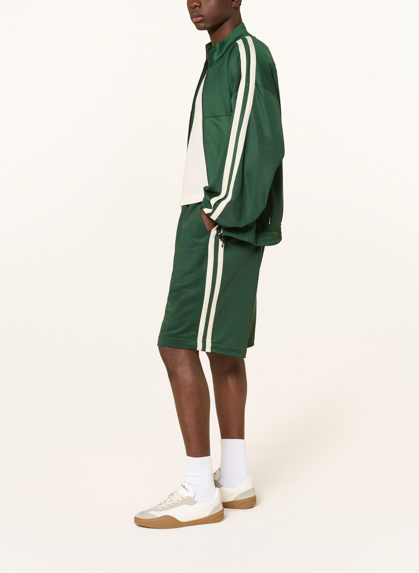 WOODBIRD Shorts WBCHANG: DARK GREEN / CREAM