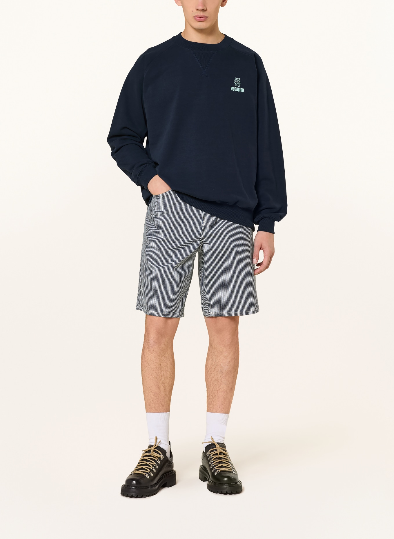 WOODBIRD Bluza WBZHANG LUCKY: GRANATOWY / TURKUSOWY