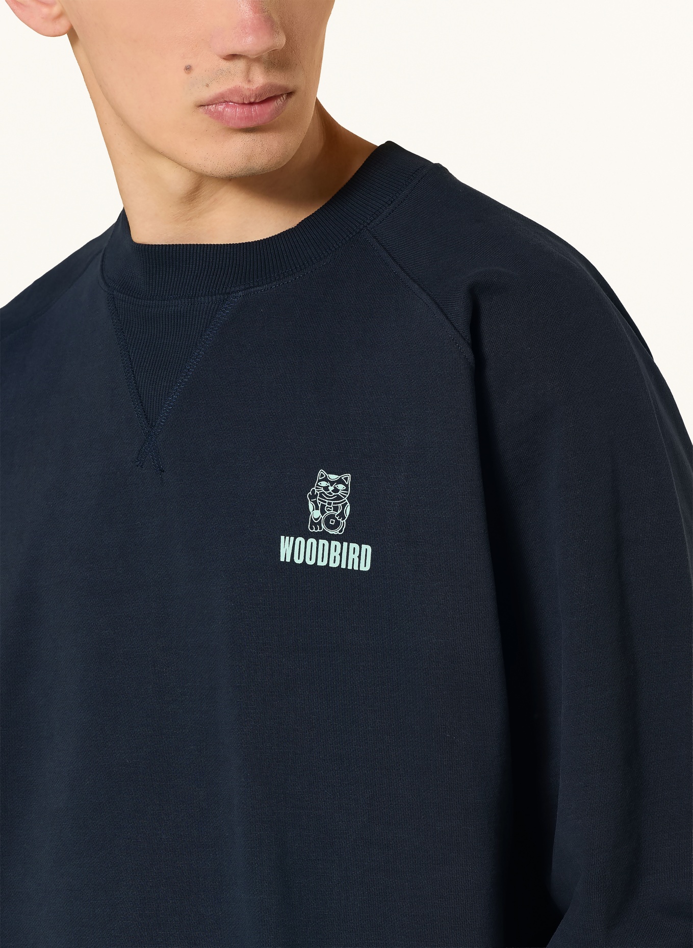 WOODBIRD Bluza WBZHANG LUCKY: GRANATOWY / TURKUSOWY