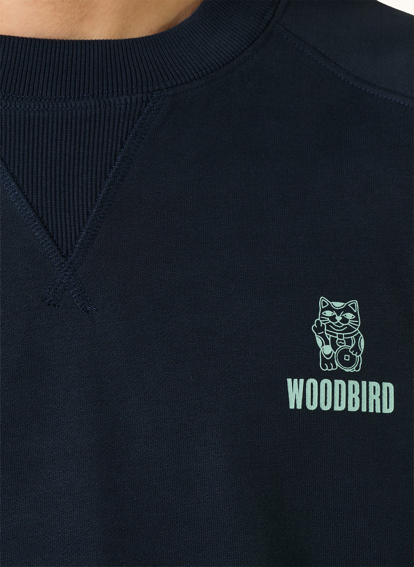 WOODBIRD Bluza WBZHANG LUCKY: GRANATOWY / TURKUSOWY