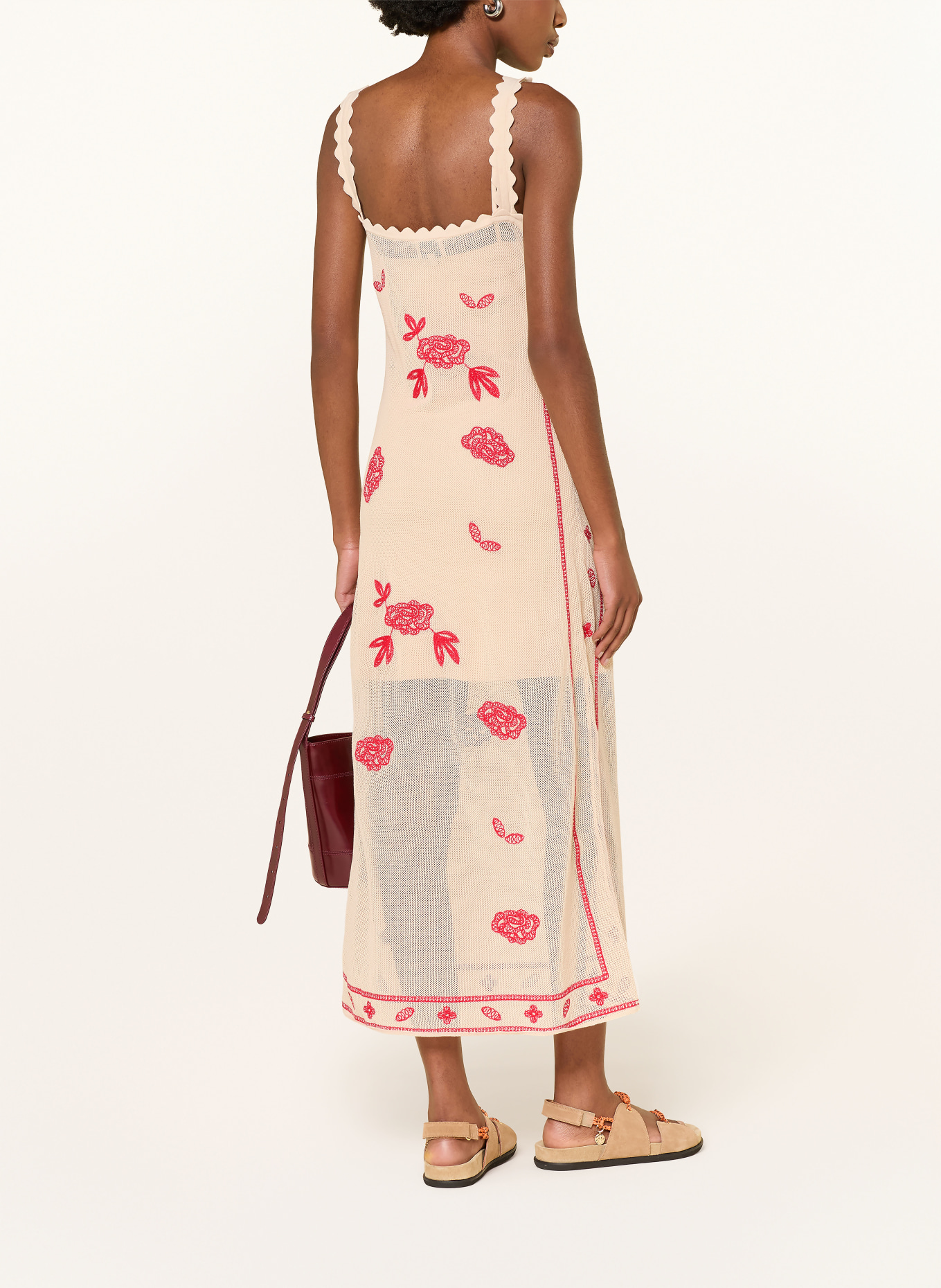CLAUDIE PIERLOT Strickkleid: CREME / ROT