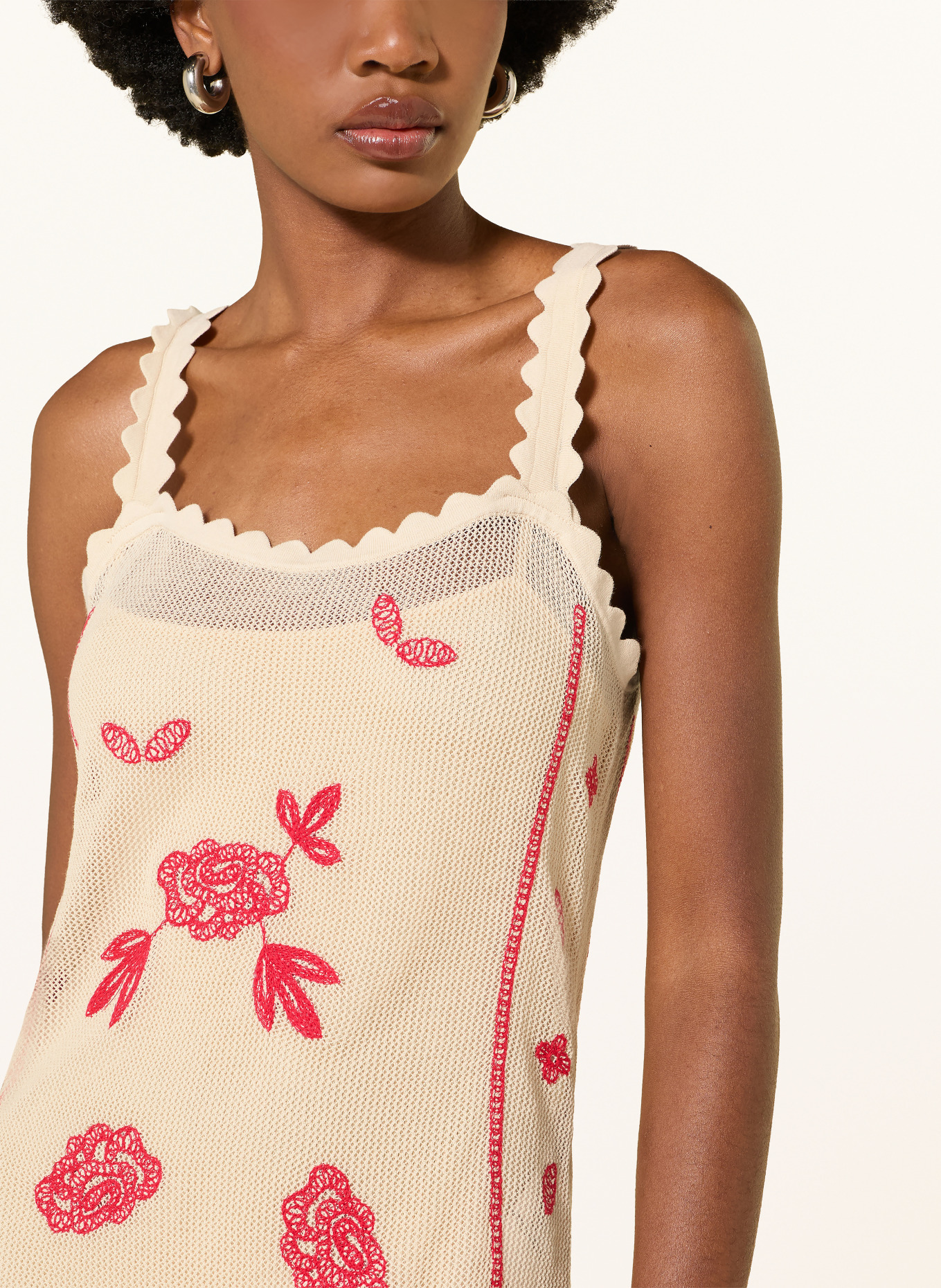 CLAUDIE PIERLOT Strickkleid: CREME / ROT