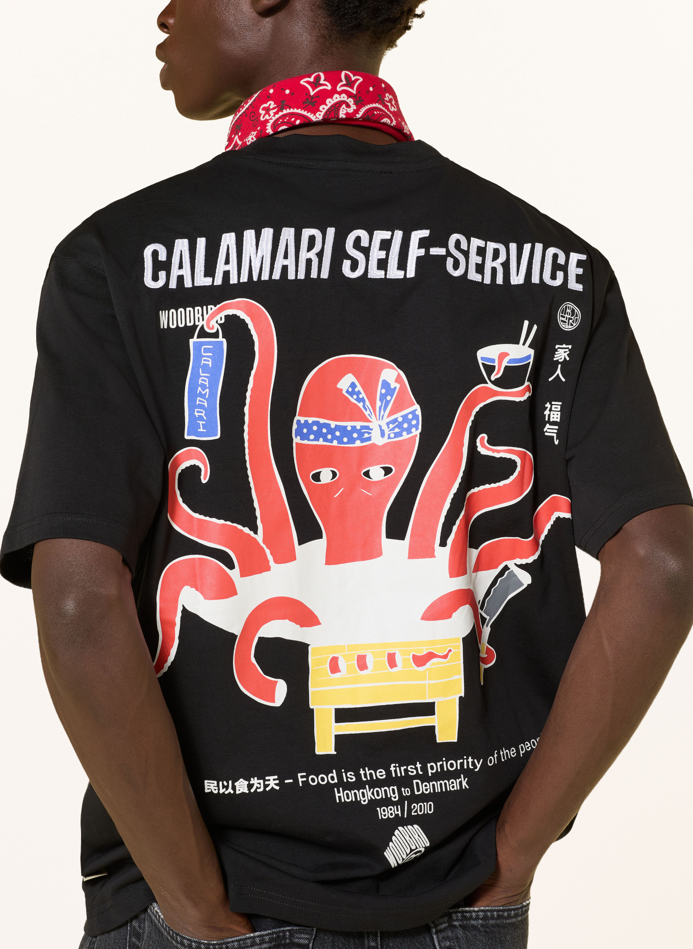 WOODBIRD T-Shirt WBBAINE OCTO: SCHWARZ / ROT / DUNKELGELB