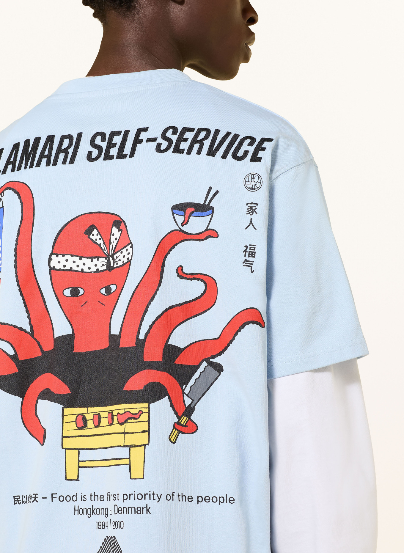 WOODBIRD T-Shirt WBBAINE OCTO: HELLBLAU / ROT / DUNKELGELB