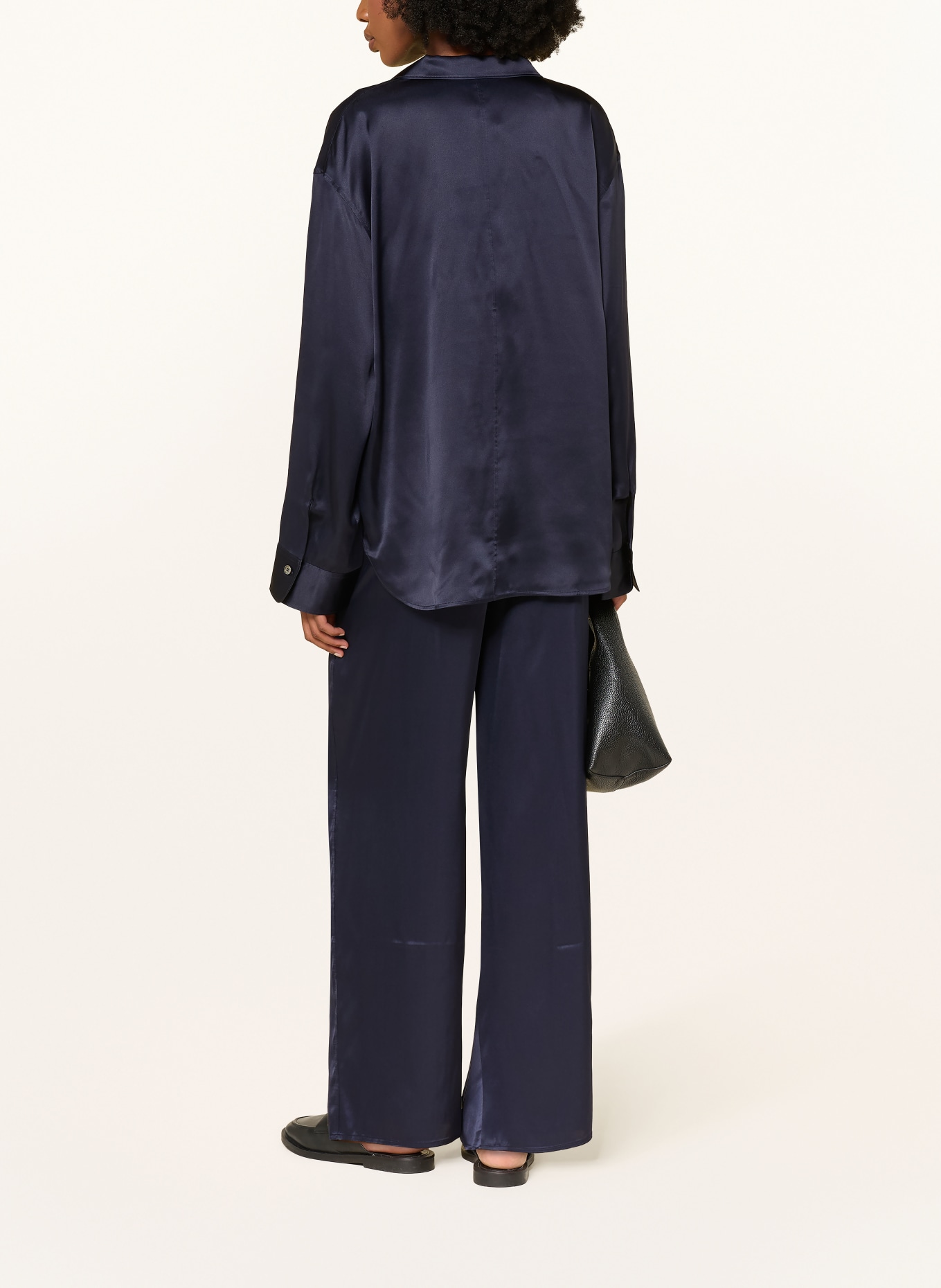 ARKET Satijnen broek van zijde: DONKERBLAUW