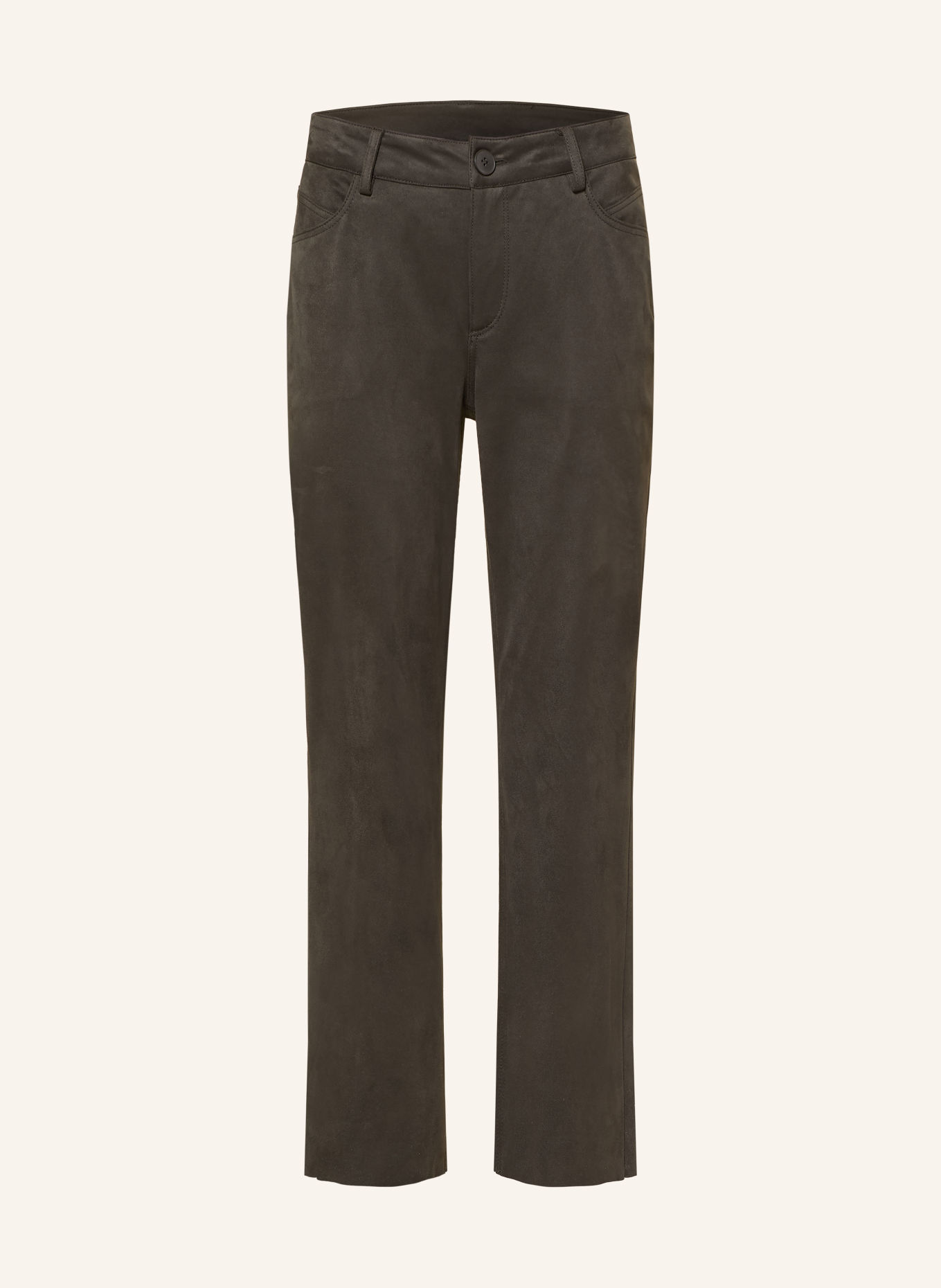 someday 7/8 broek CARILE in leerlook: OLIJF