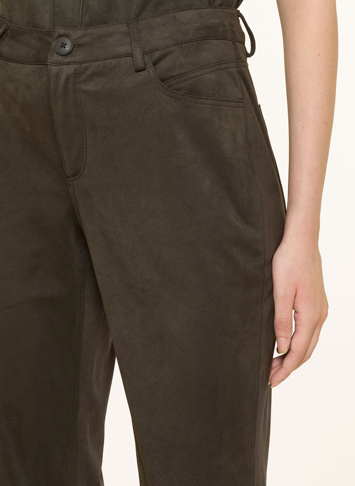 someday 7/8 broek CARILE in leerlook: OLIJF