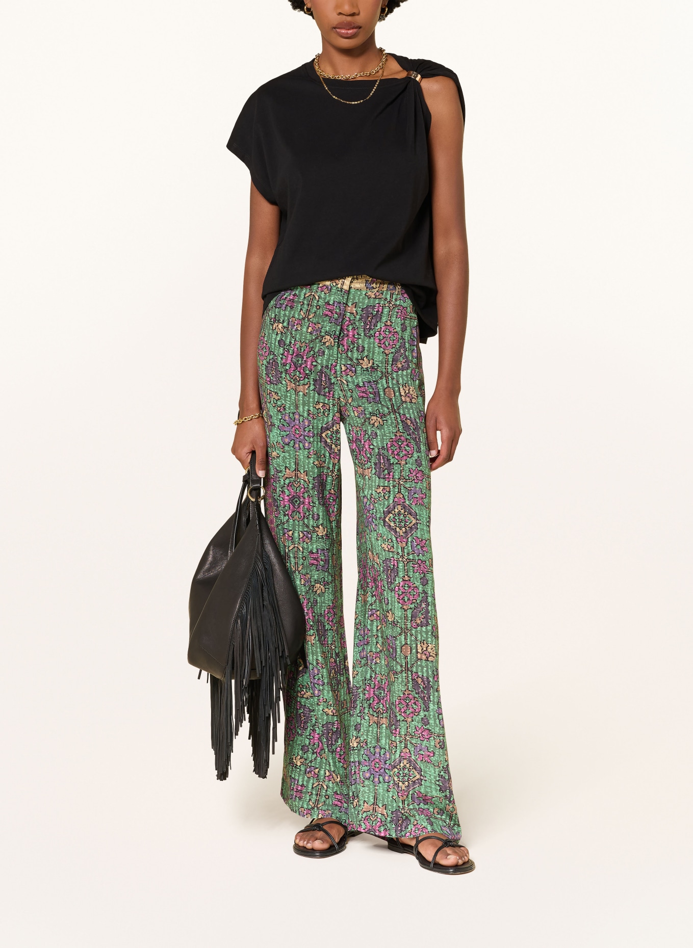 ba&sh PALI Marlene Pants: GREEN / PURPLE / PINK