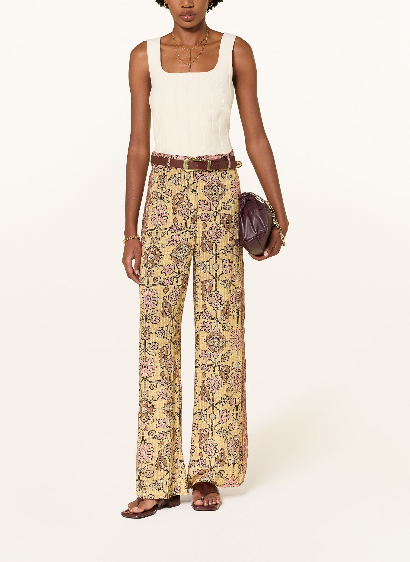 ba&sh Marlenehose PALI: GELB / BRAUN / PINK
