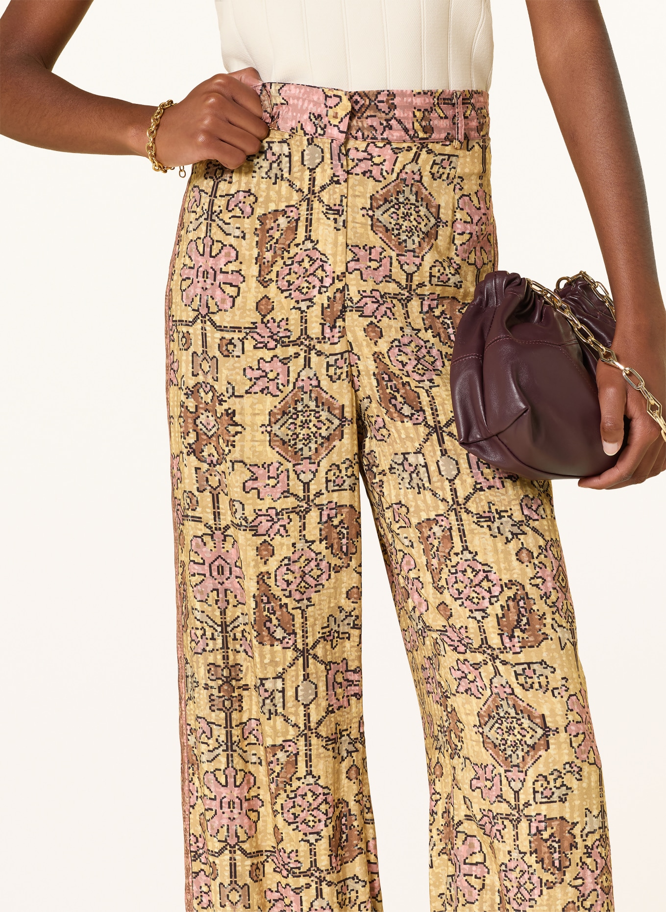 ba&sh Marlenehose PALI: GELB / BRAUN / PINK