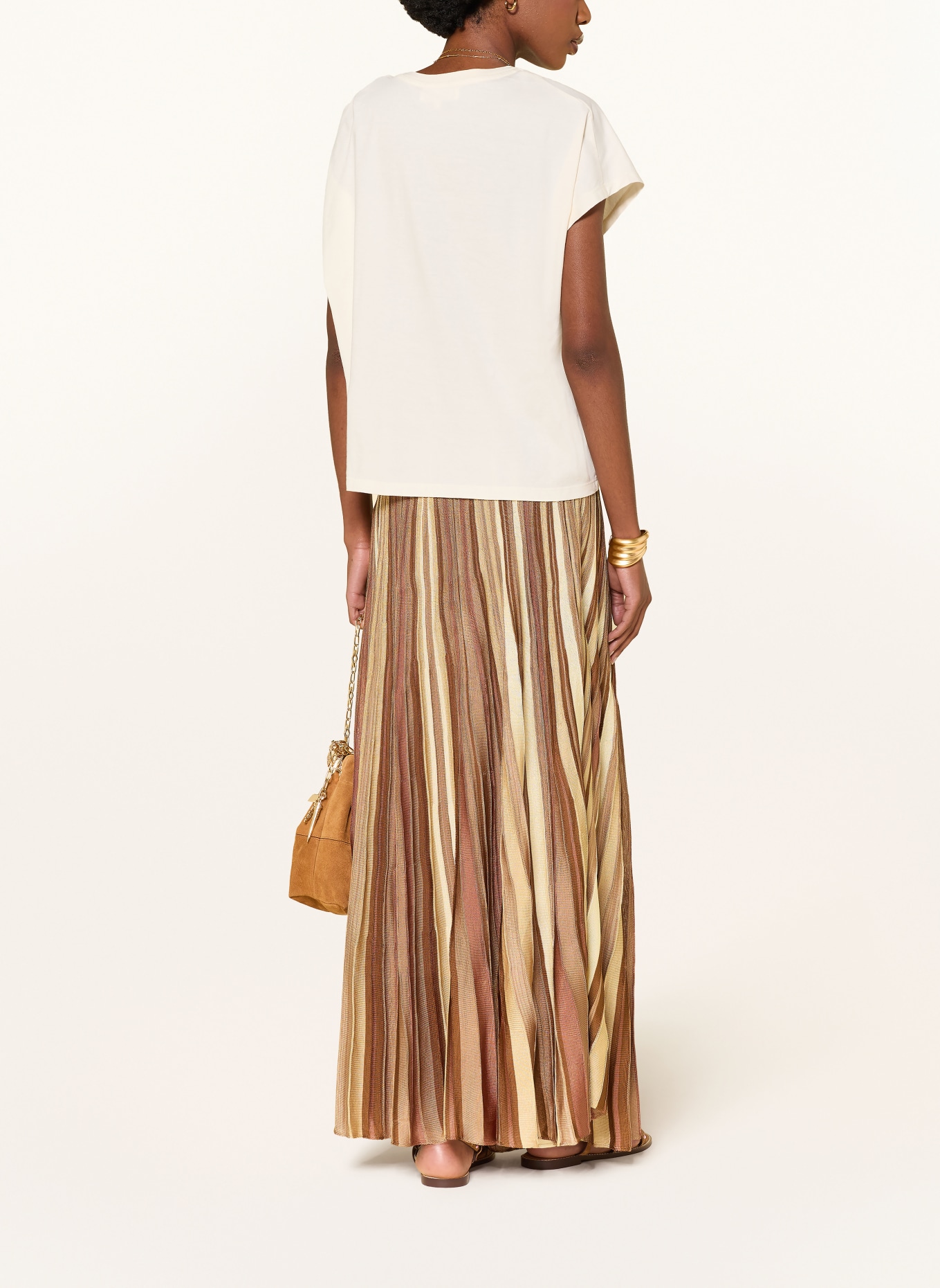 ba&sh RIMA Knit Skirt: BROWN / LIGHT BROWN / DARK RED