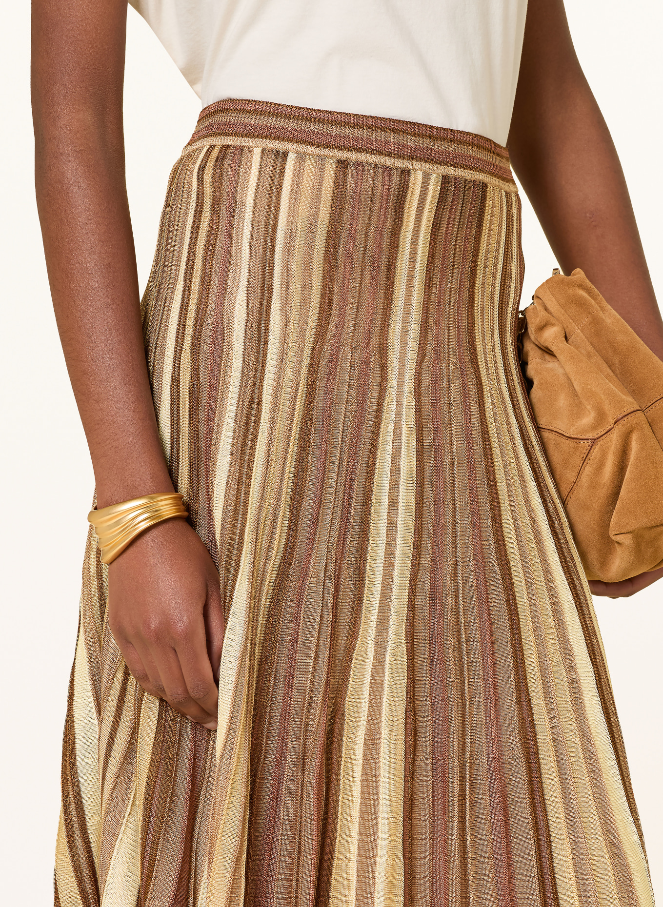 ba&sh RIMA Knit Skirt: BROWN / LIGHT BROWN / DARK RED