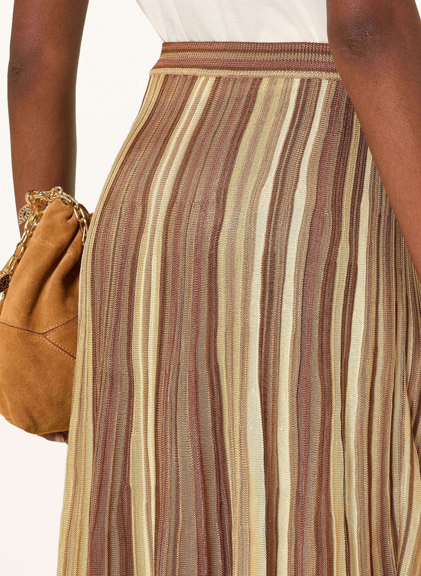 ba&sh RIMA Knit Skirt: BROWN / LIGHT BROWN / DARK RED