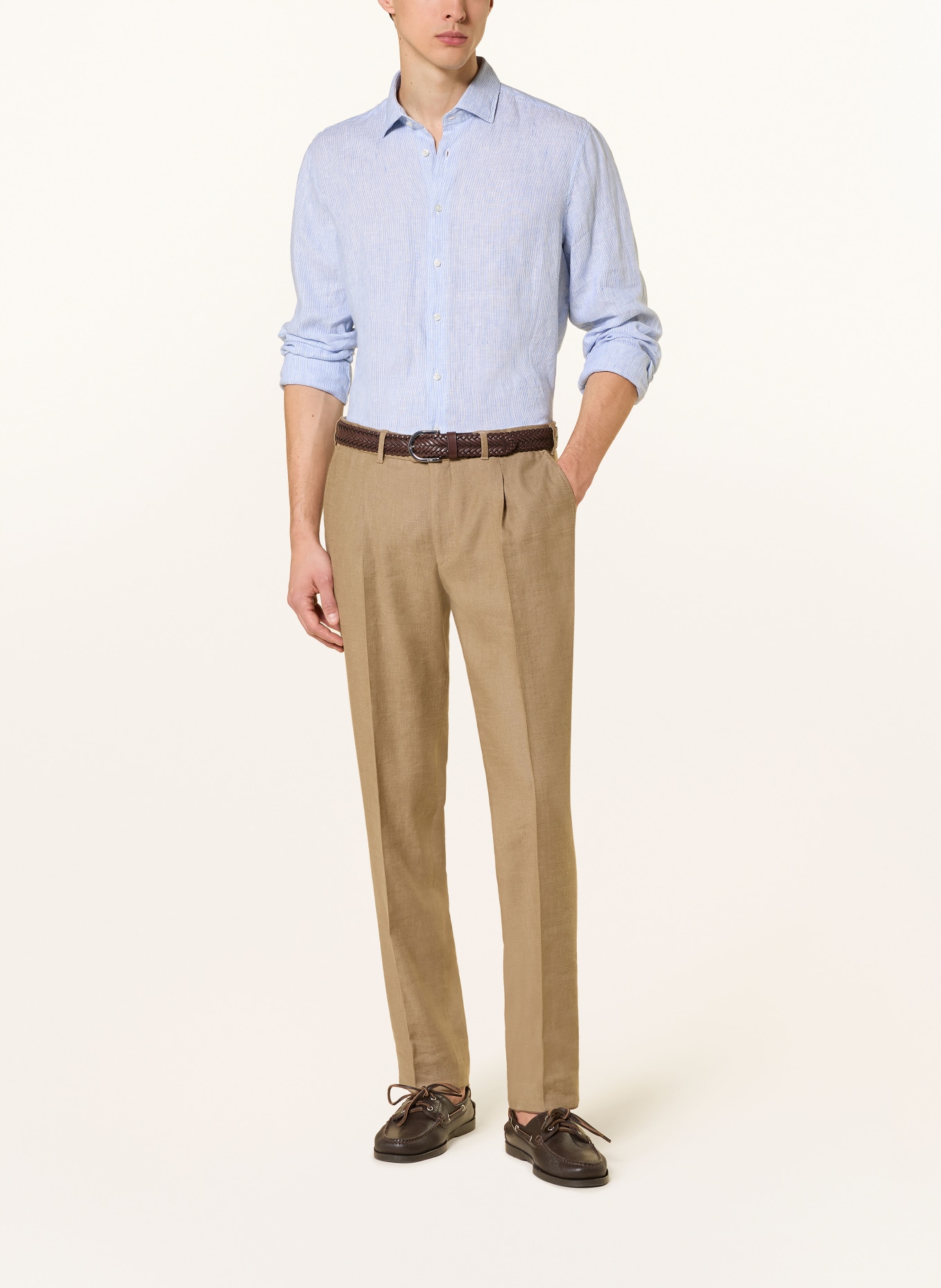 seidensticker Leinenhemd Regular Fit: HELLBLAU / WEISS