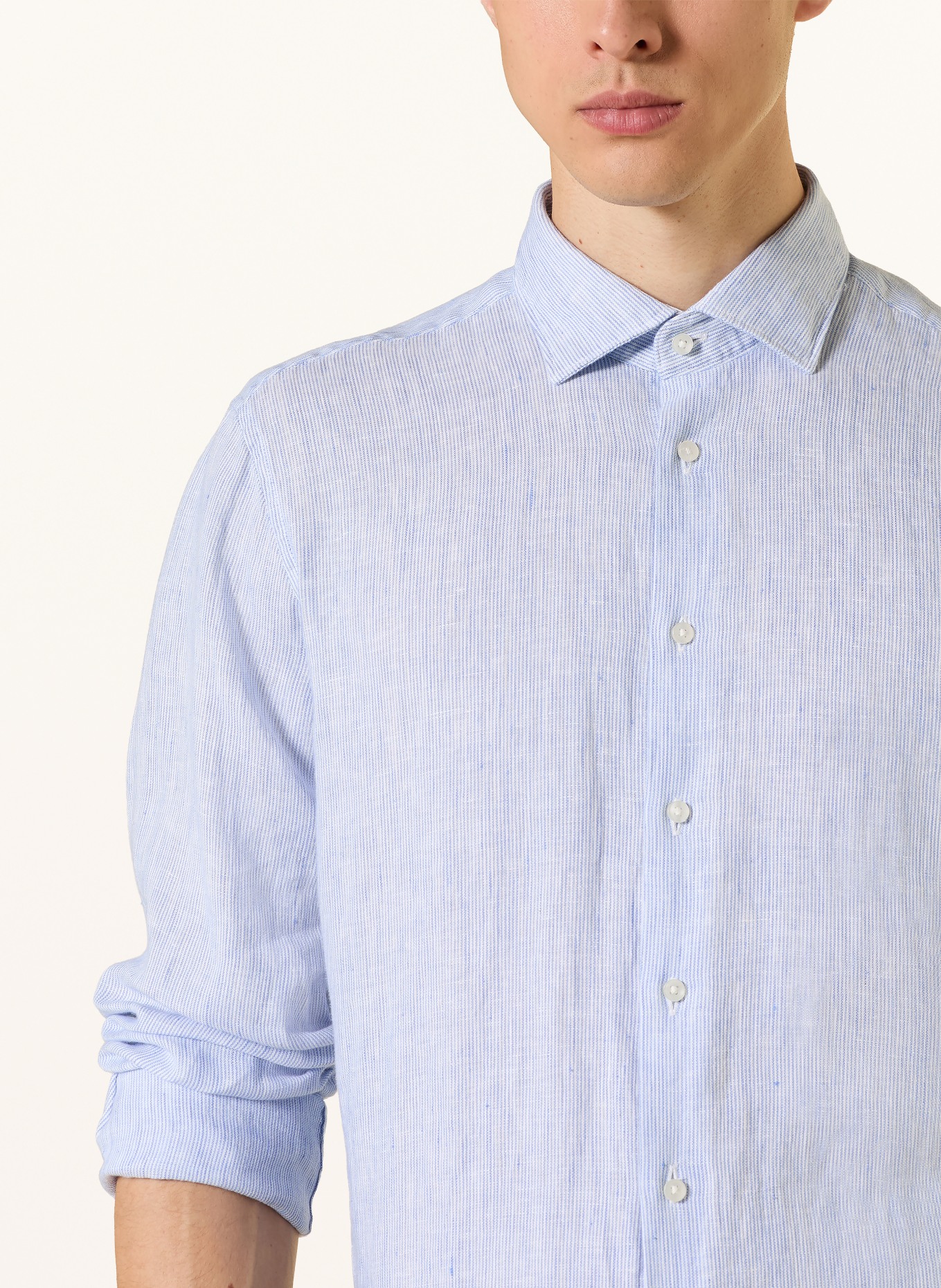 seidensticker Leinenhemd Regular Fit: HELLBLAU / WEISS