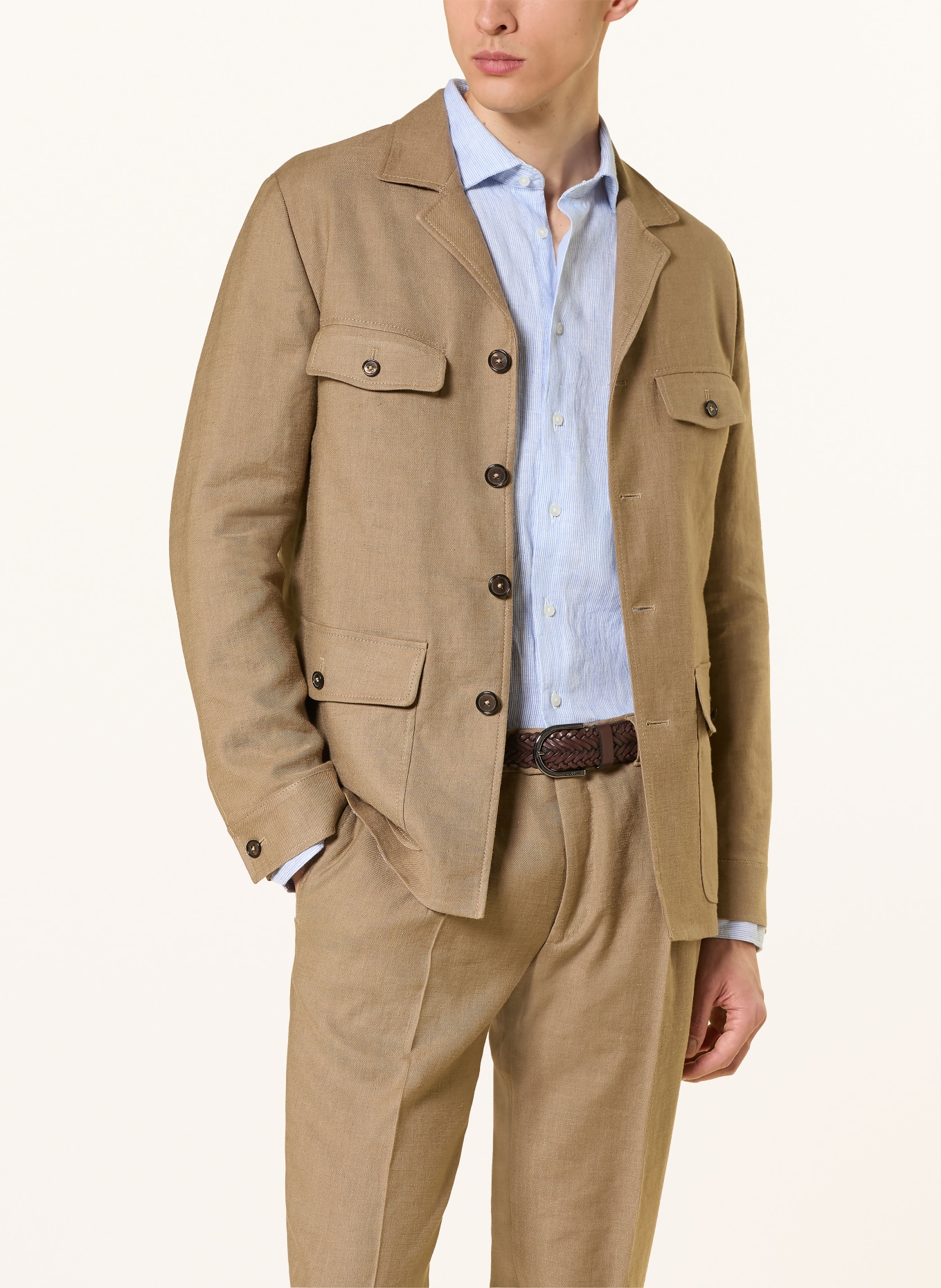 seidensticker Leinenhemd Regular Fit: HELLBLAU / WEISS