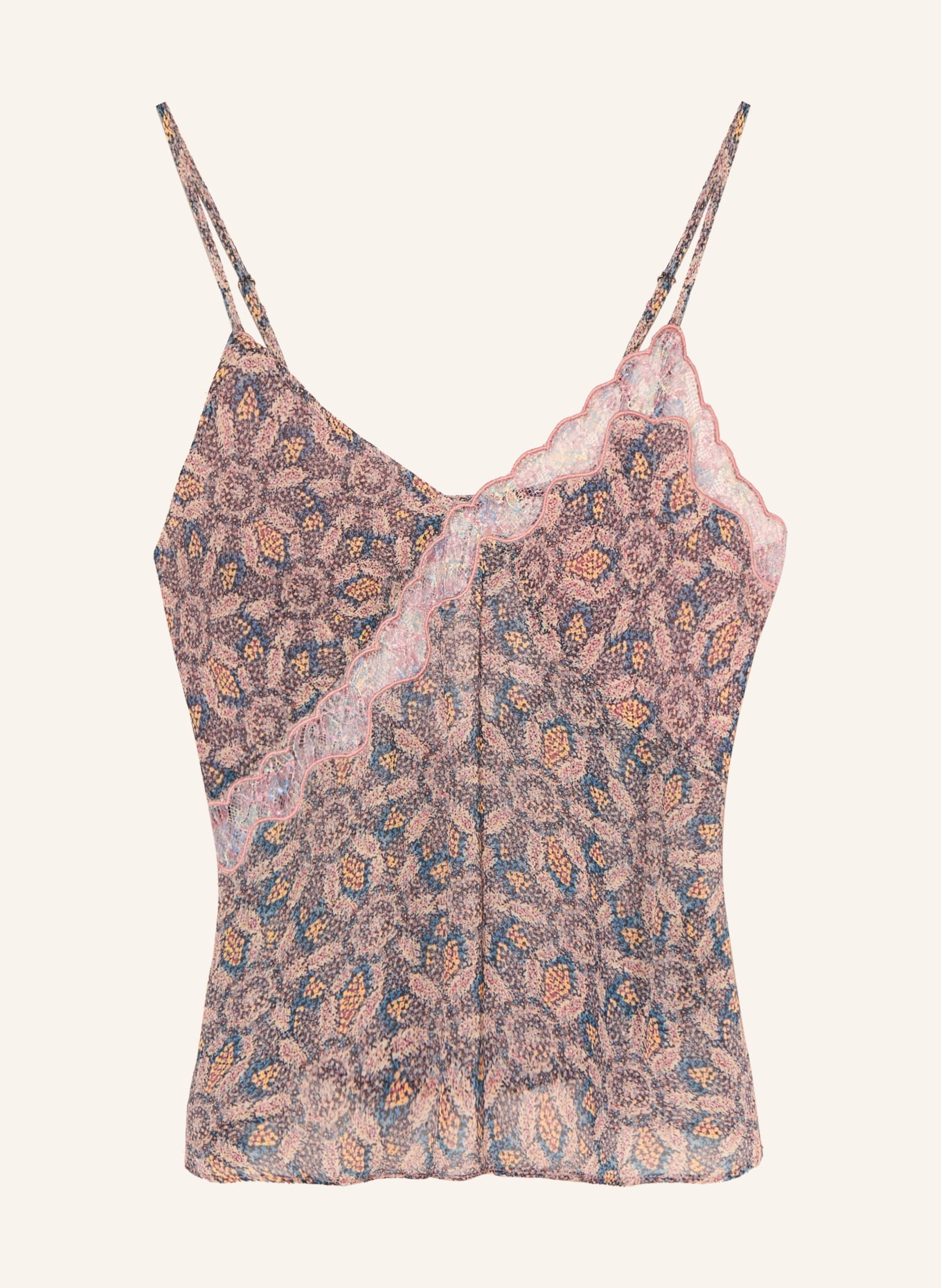 ba&sh Top TIZY mit Spitze: BLAU / ROSA / GELB
