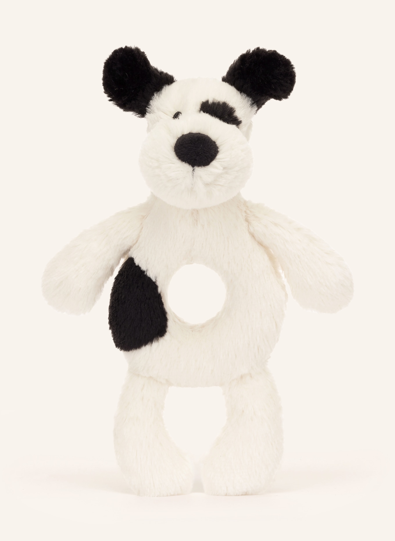 Jellycat Knuffelrammelaar RUFFERTY PUPPY: WIT / ZWART