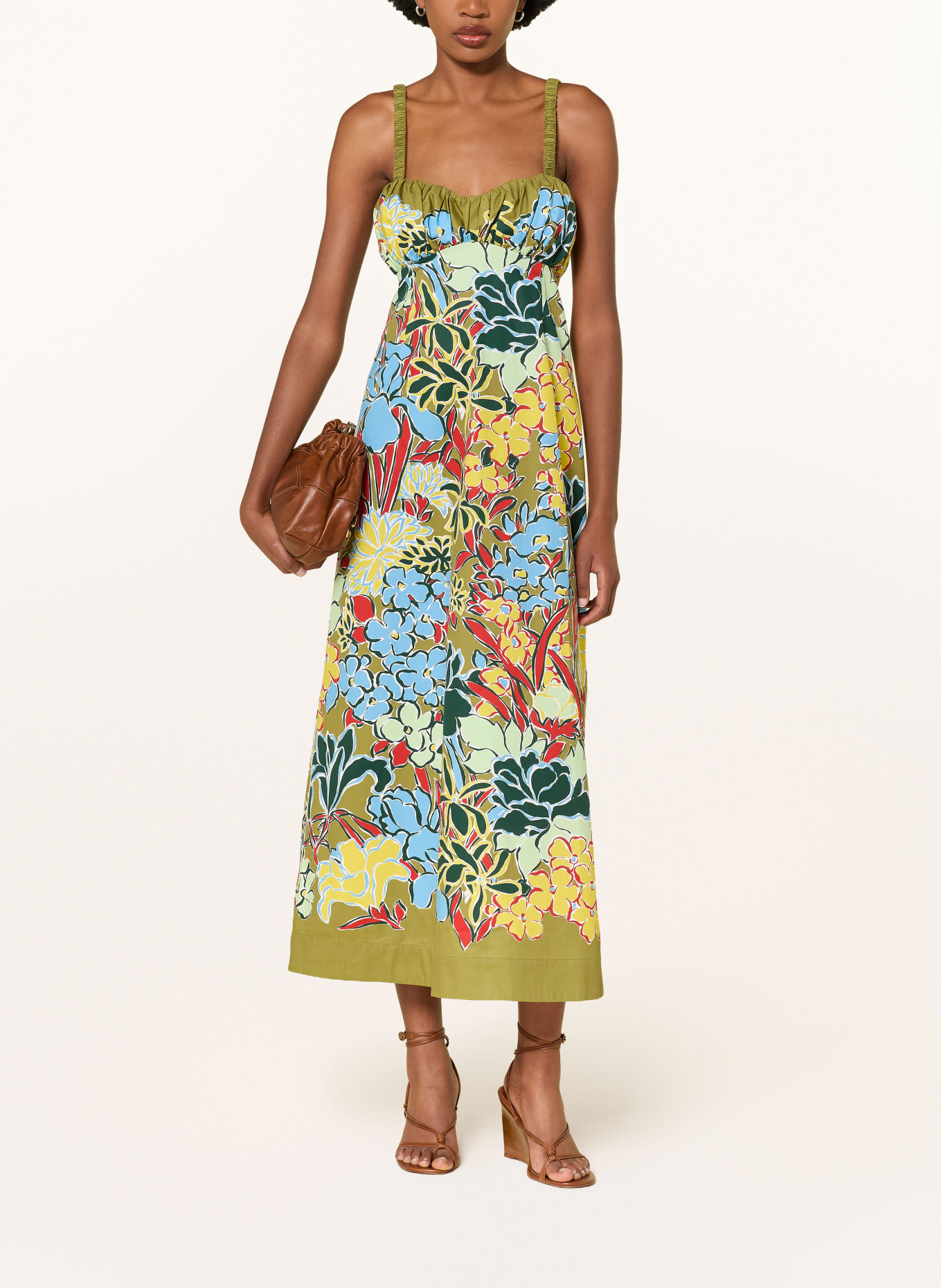 ALÉMAIS Robe SOLSTICE: OLIVE / JAUNE / BLEU CLAIR