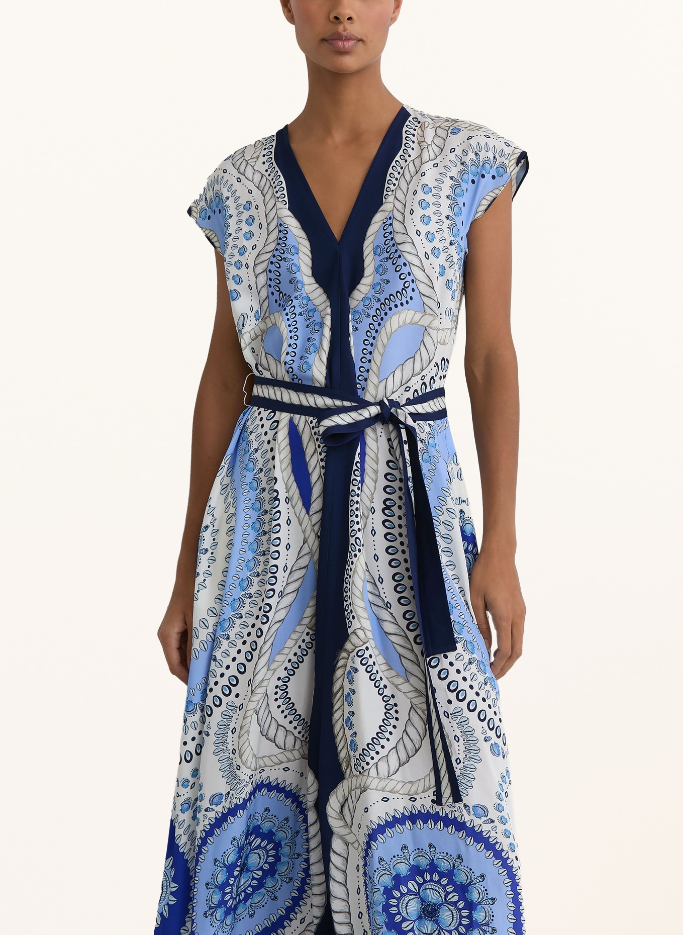 REISS Kleid HEIDI: BLAU / TAUPE / WEISS