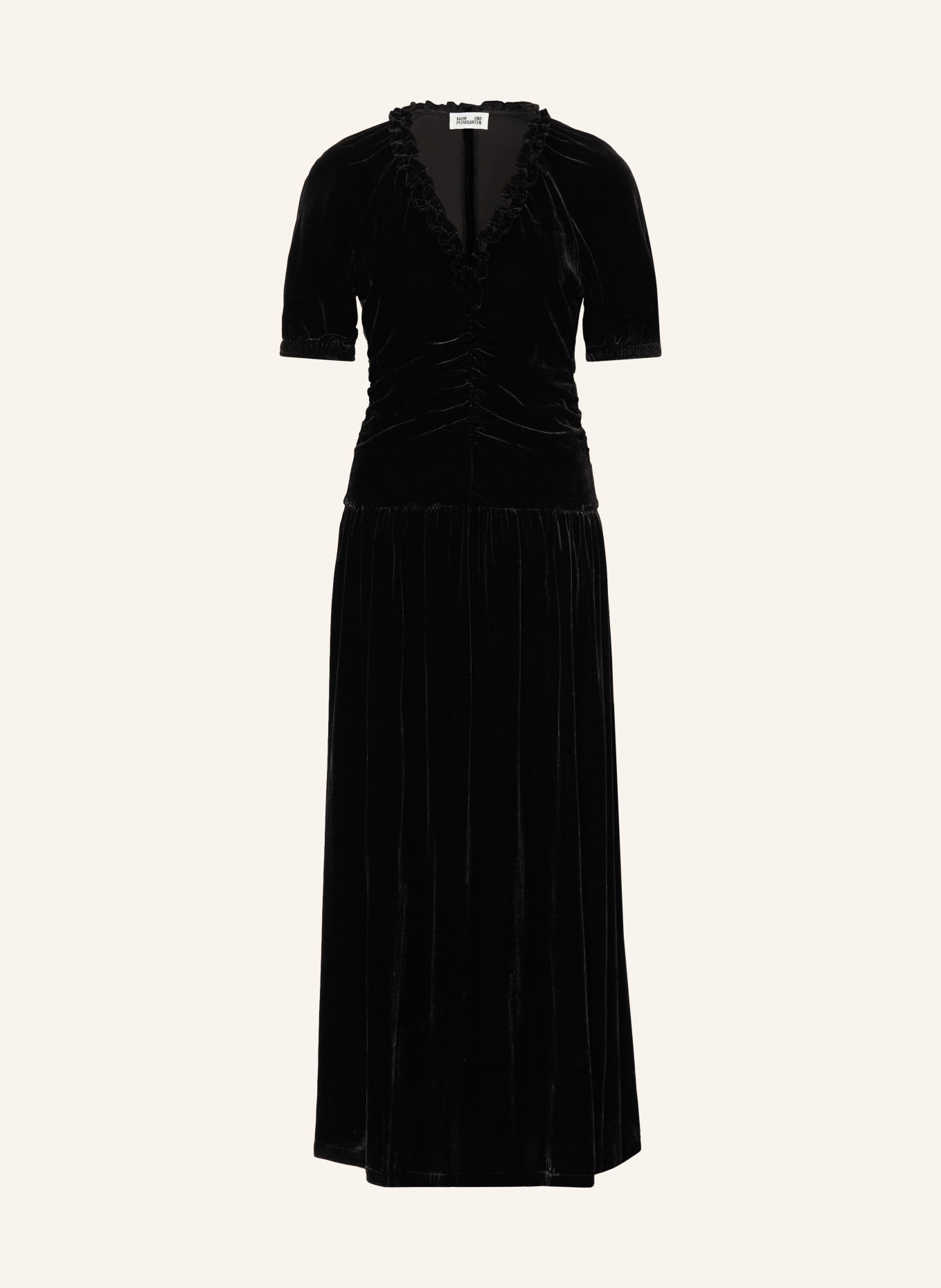 BAUM UND PFERDGARTEN ABELLINE velvet dress with ruffles: BLACK