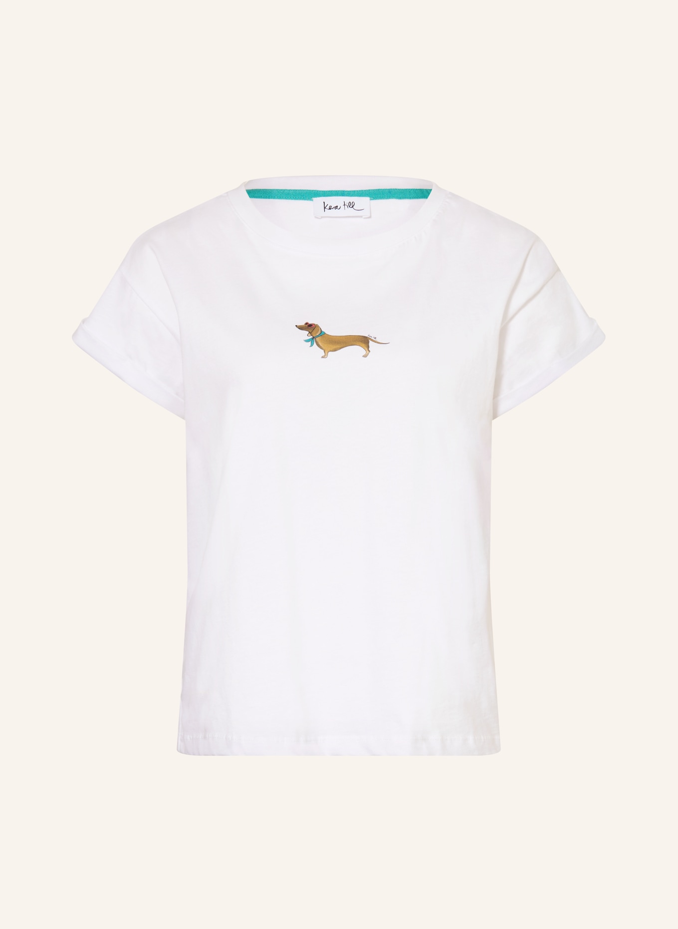 kera till T-Shirt: WEISS / BRAUN / PETROL
