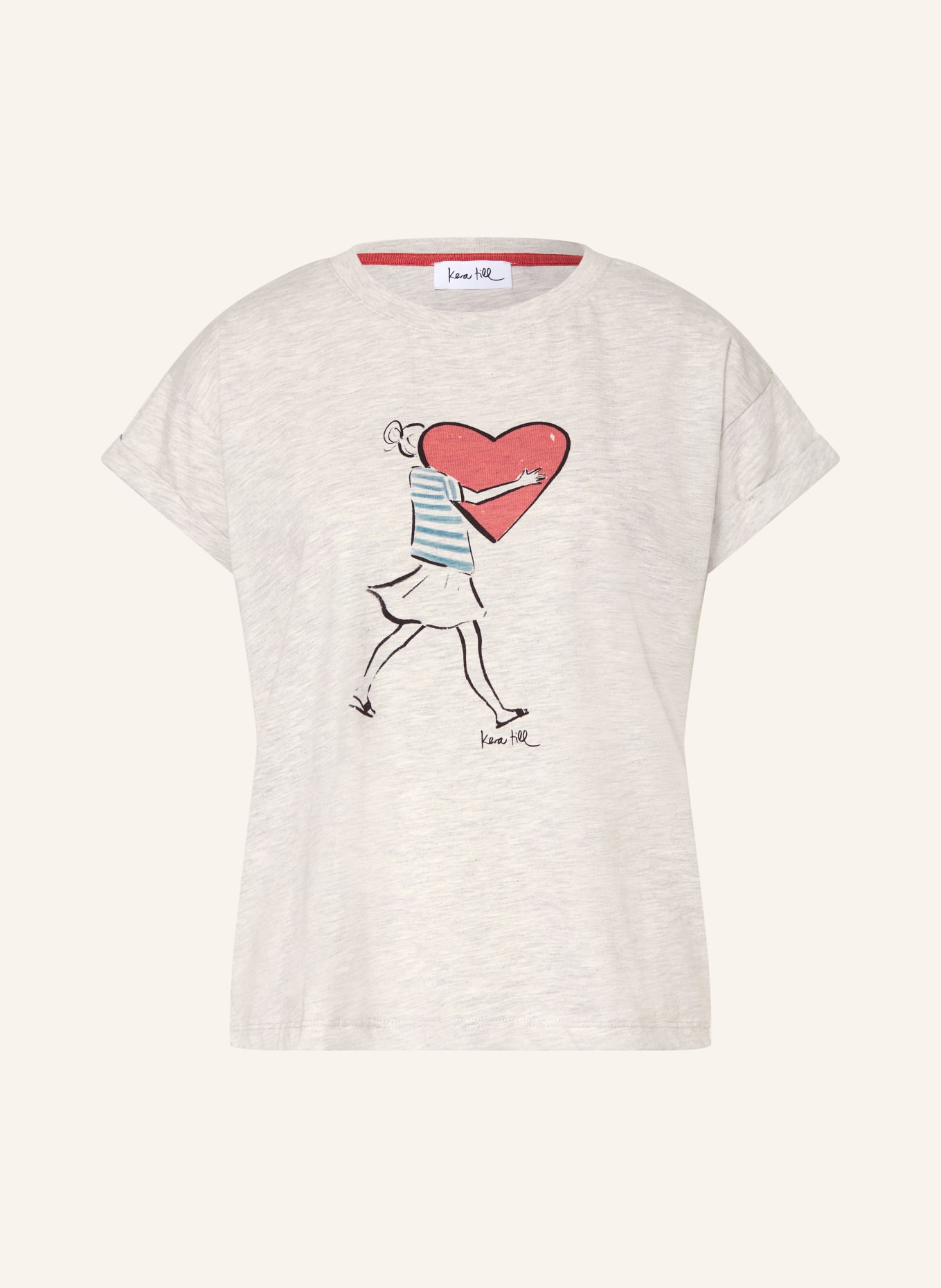 kera till T-Shirt: GRAU / ROT / PETROL