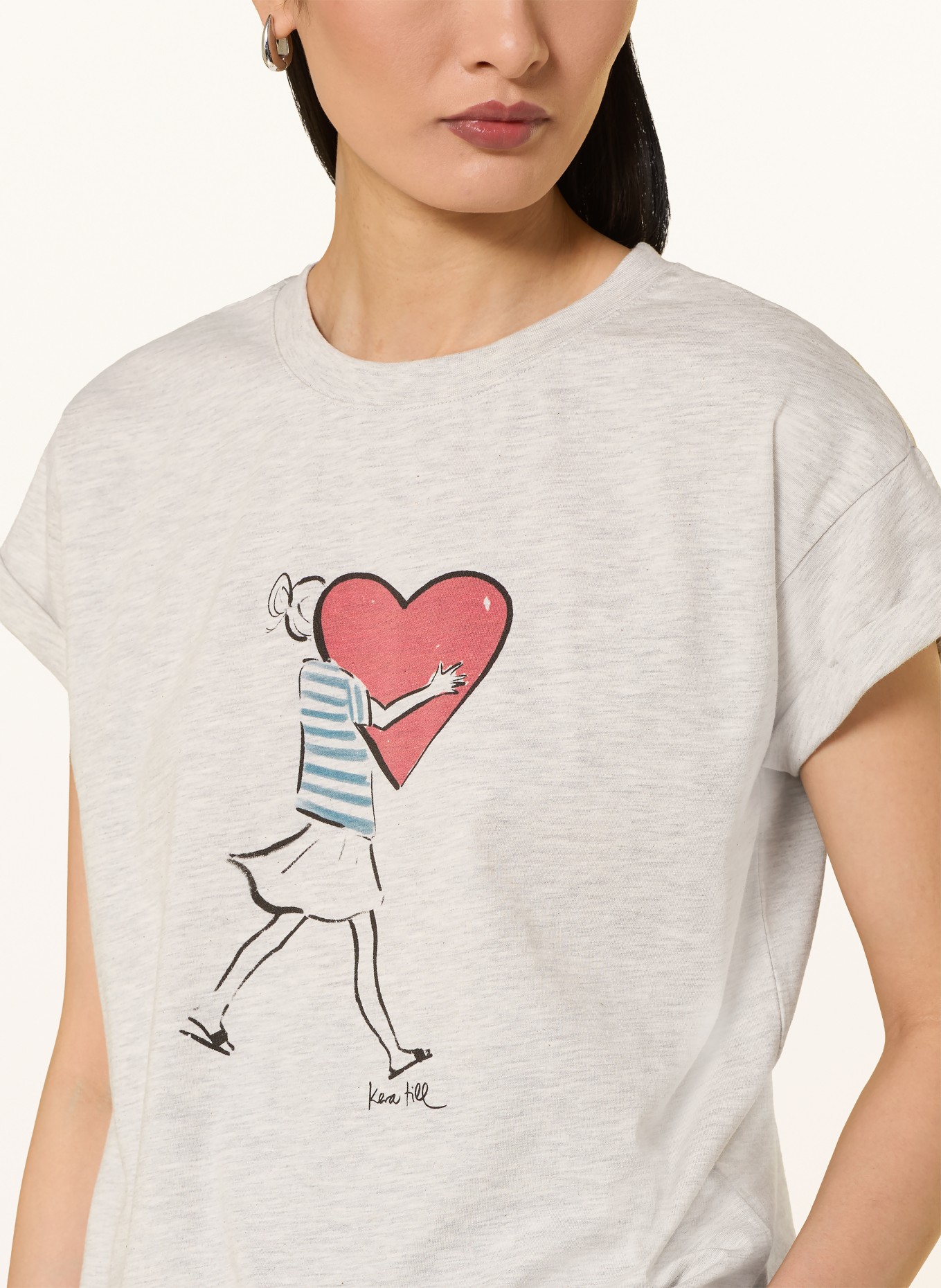 kera till T-Shirt: GRAU / ROT / PETROL