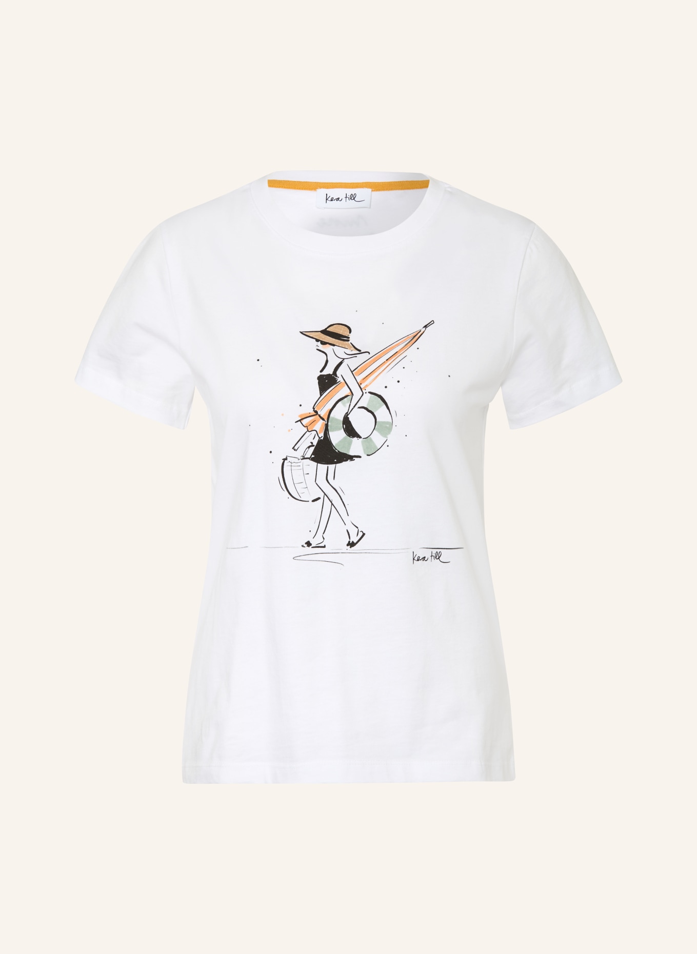 kera till T-Shirt: WEISS / ORANGE / SCHWARZ