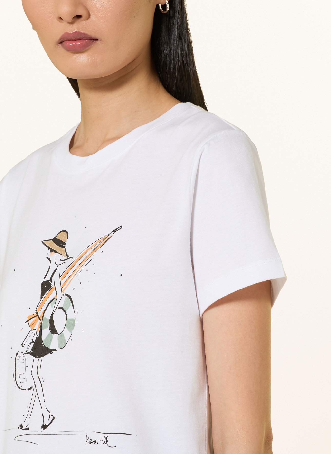 kera till T-Shirt: WEISS / ORANGE / SCHWARZ