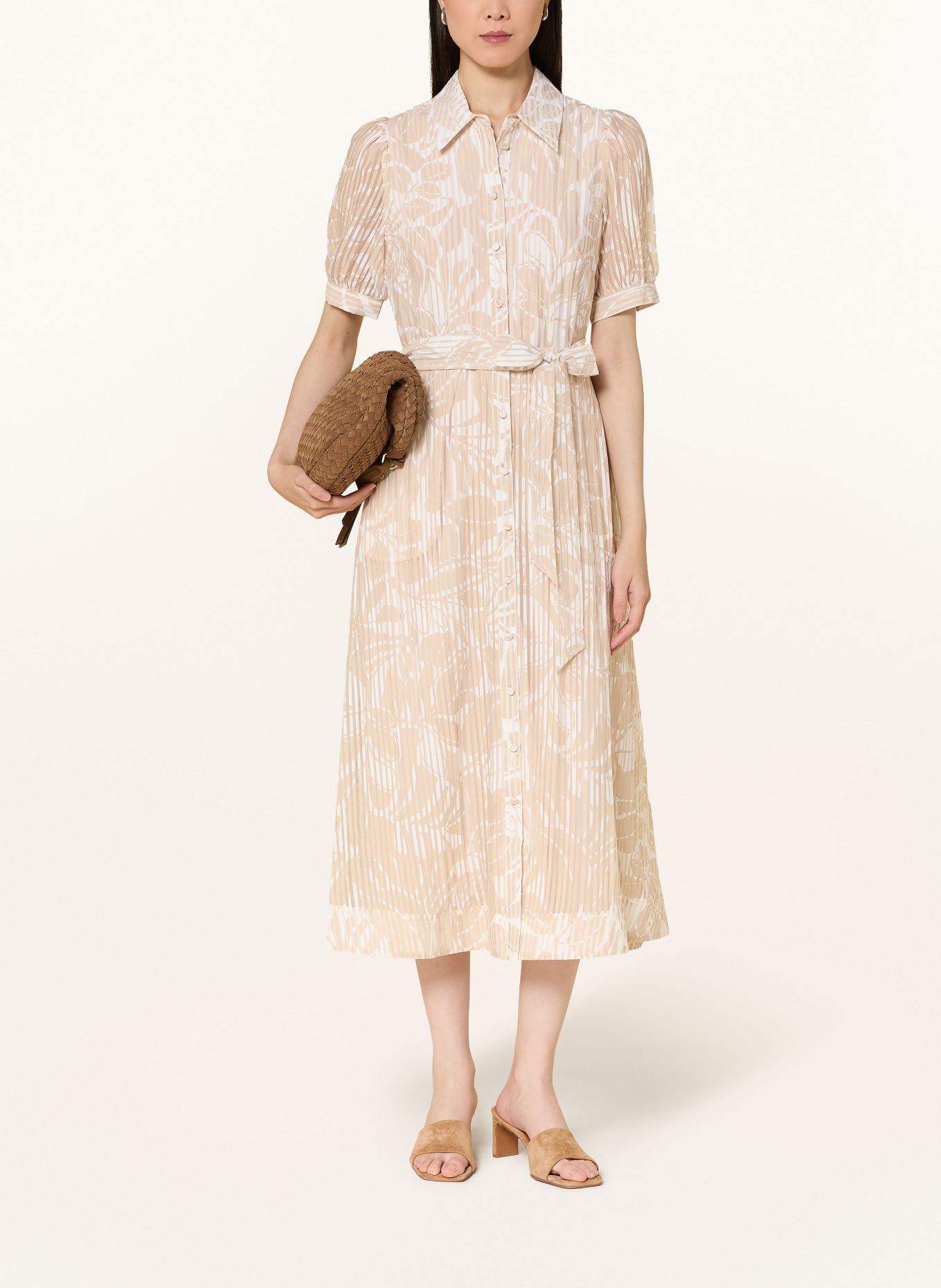 Phase Eight DELPHINE STONE shirt dress: BEIGE / WHITE