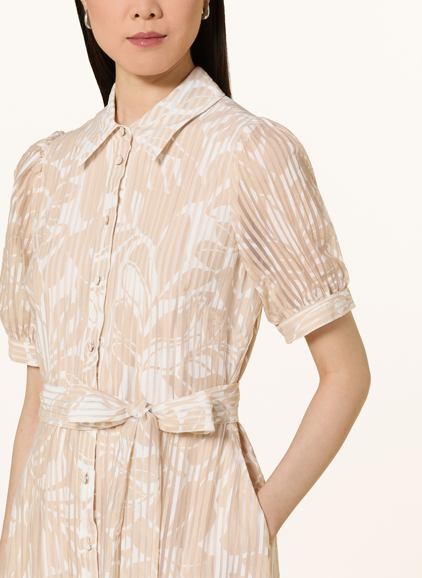 Phase Eight DELPHINE STONE shirt dress: BEIGE / WHITE