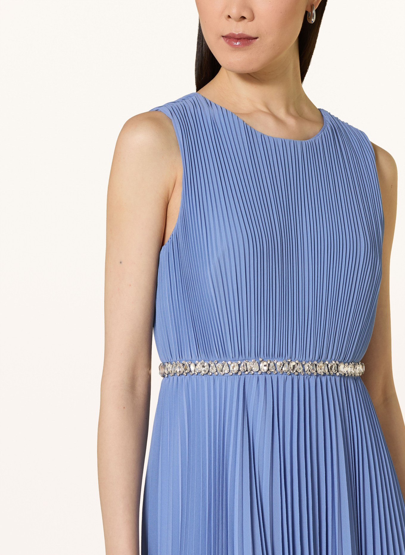Phase Eight ANORA pleated dress with rhinestones: BLUE