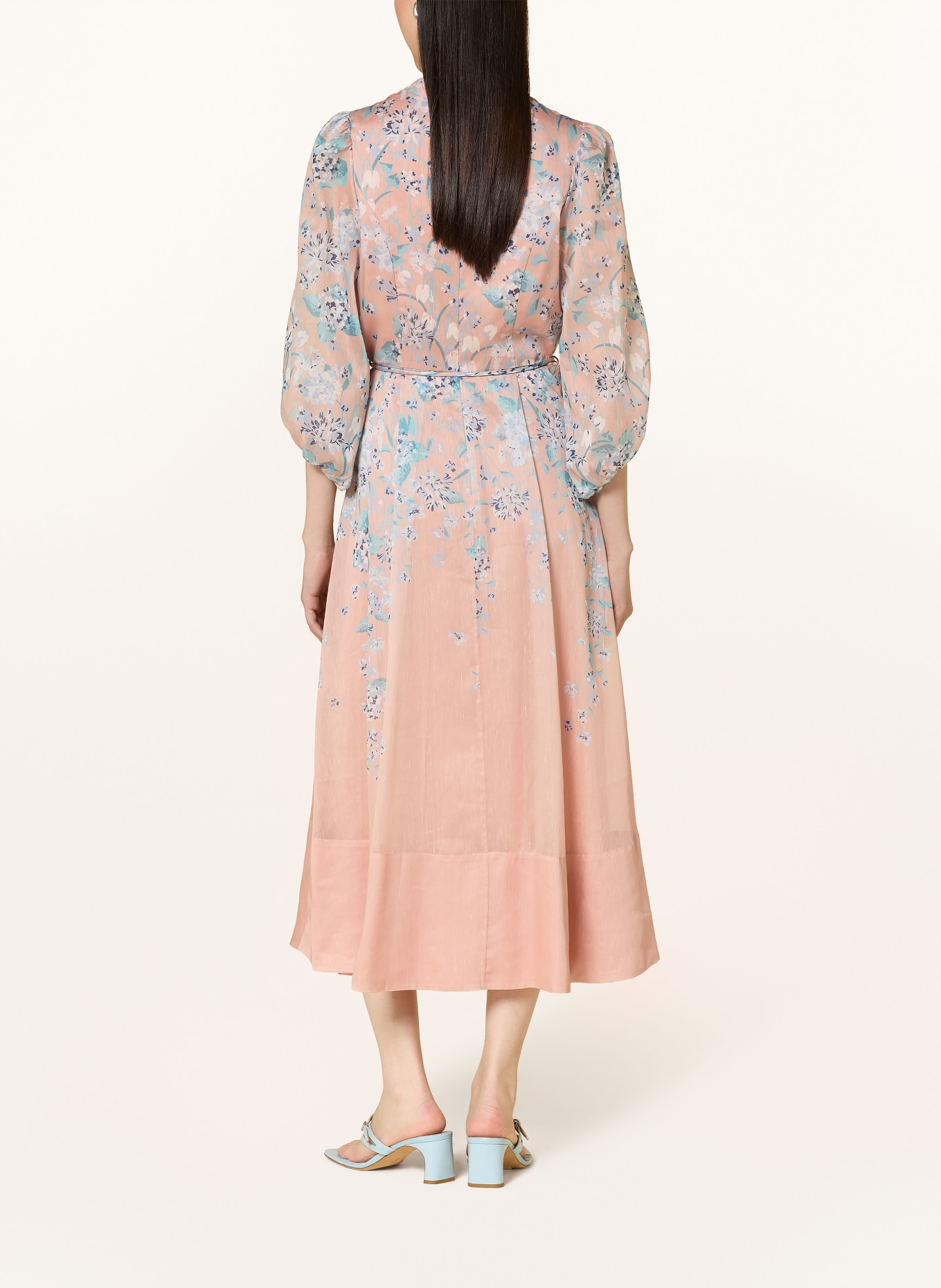 Phase Eight ALISON dress with 3/4 sleeves: DUSKY PINK / TEAL / WHITE