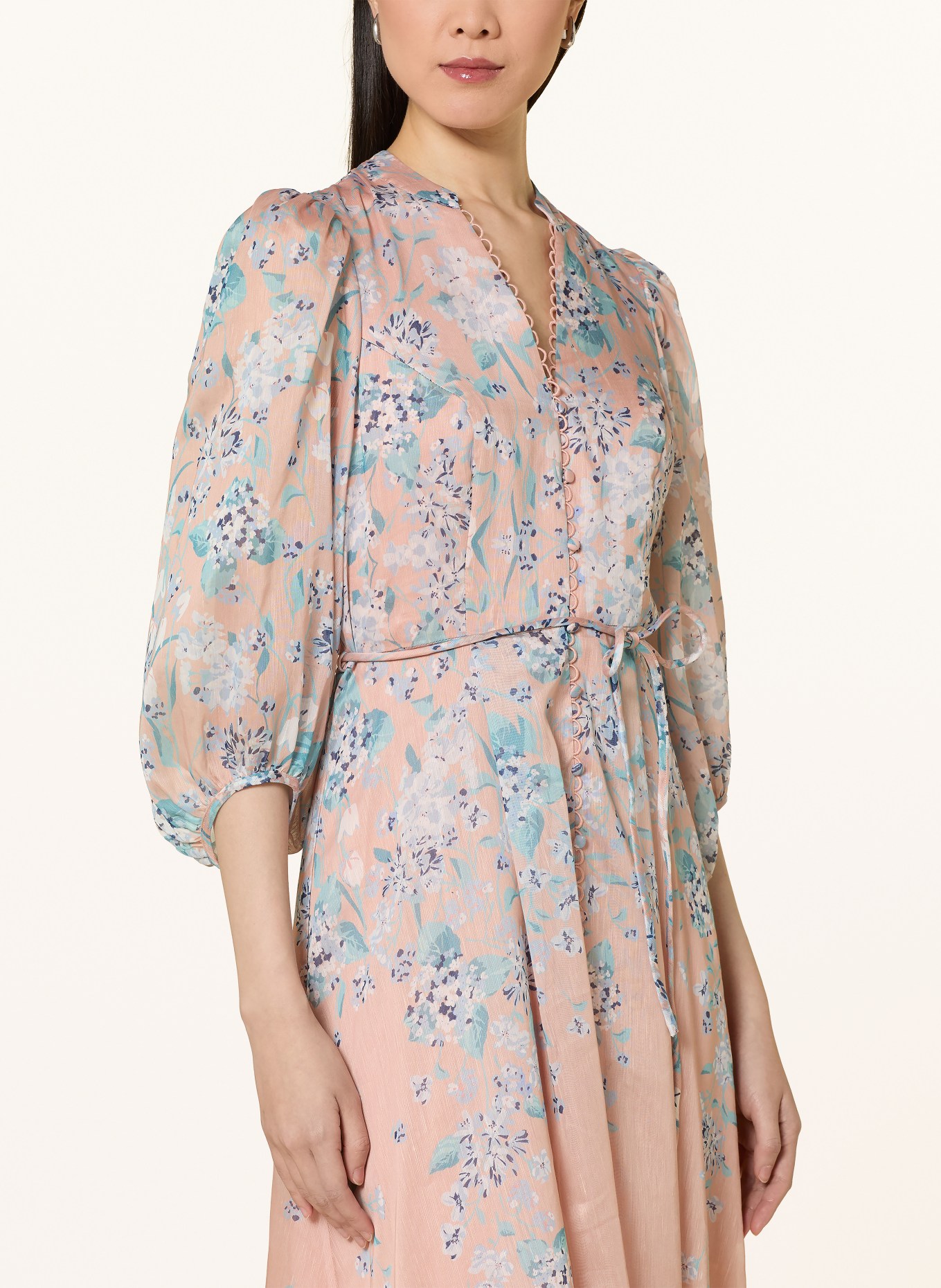 Phase Eight ALISON dress with 3/4 sleeves: DUSKY PINK / TEAL / WHITE