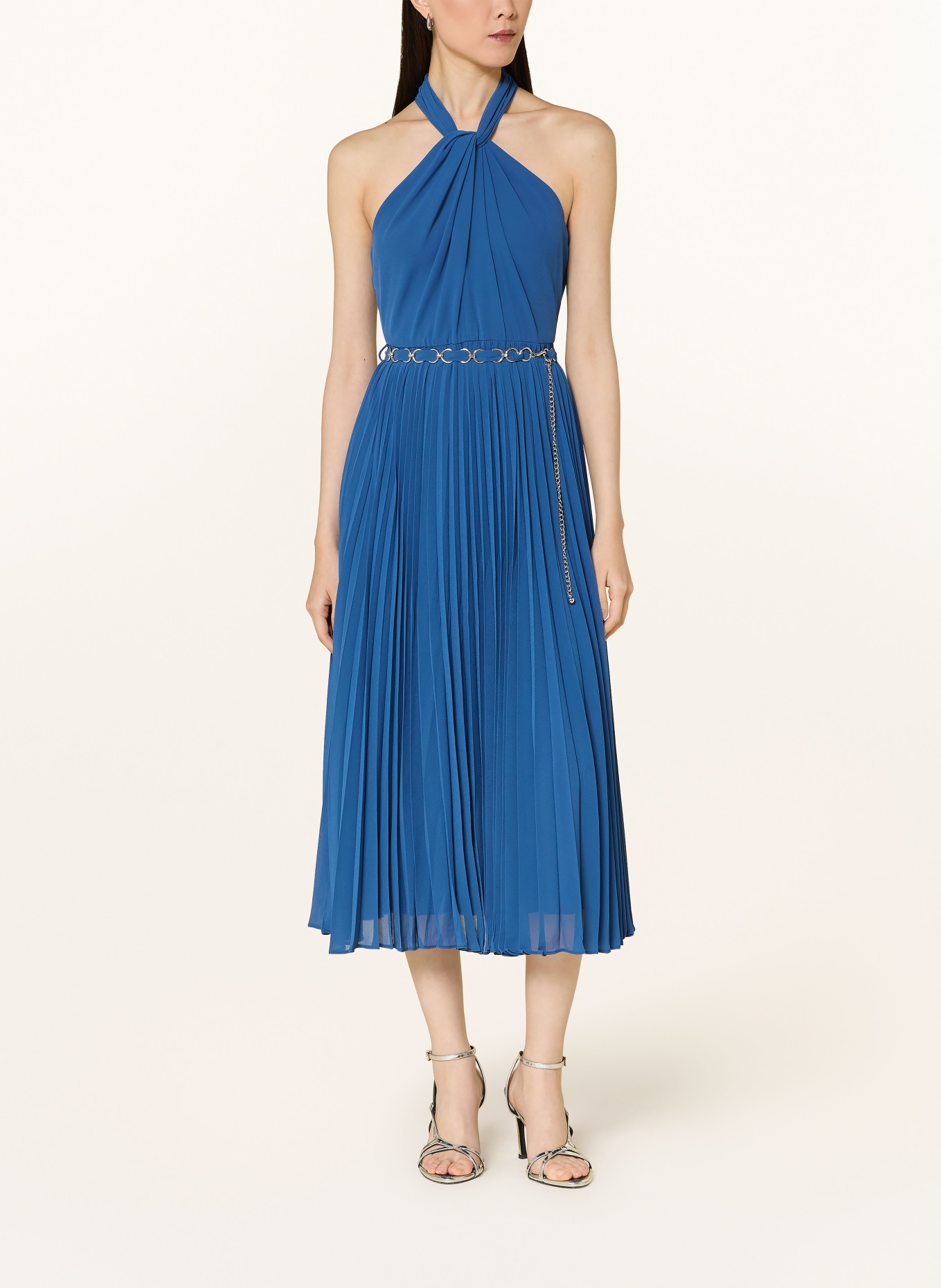 Phase Eight SATHIA dress with pleats: BLUE / SILVER