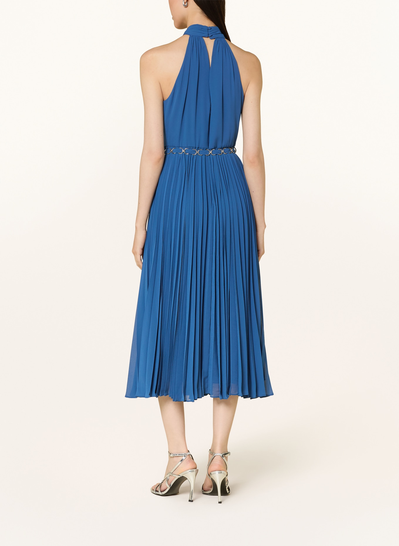 Phase Eight SATHIA dress with pleats: BLUE / SILVER